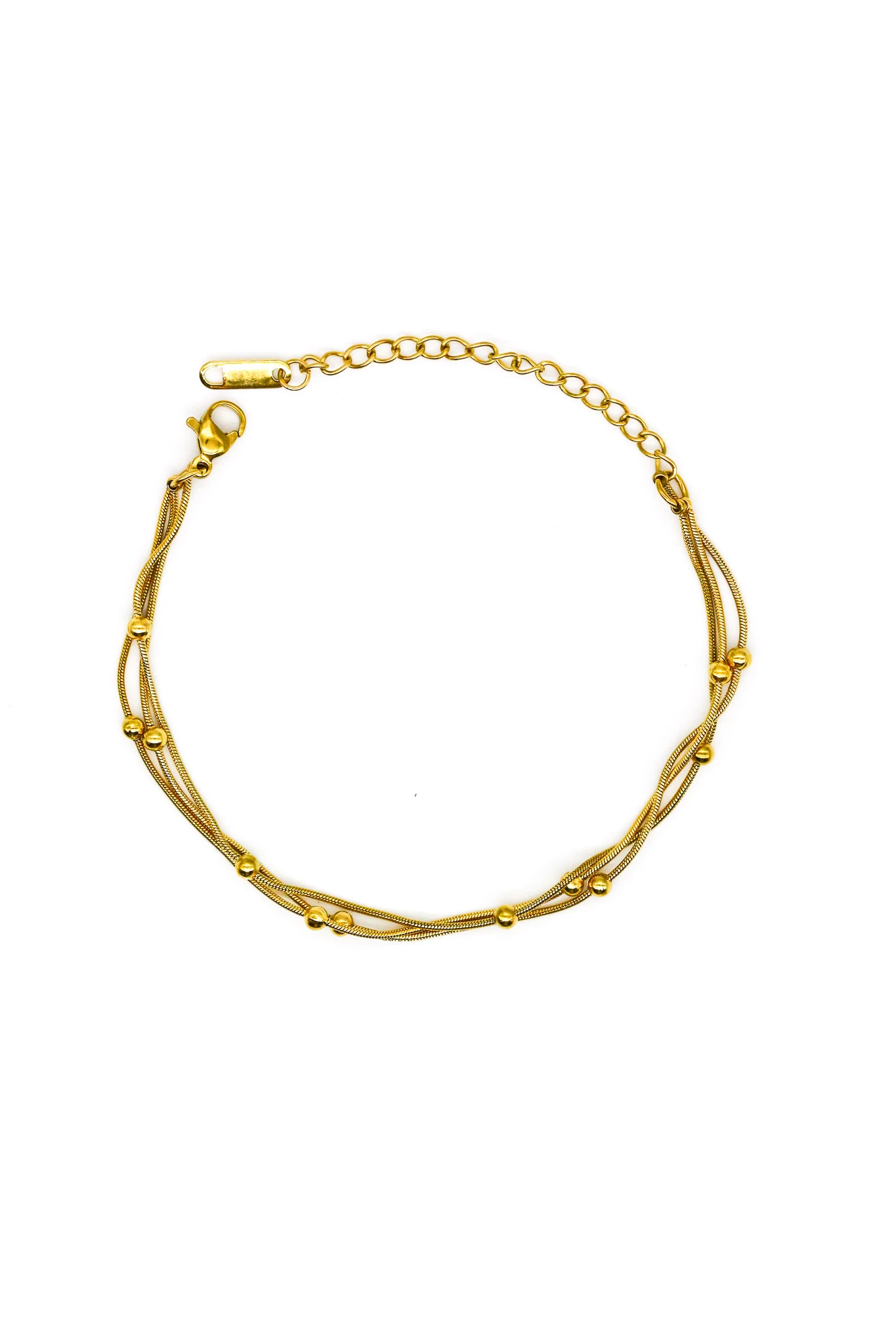 Çelik Üçlü Kombin Topcuklu Sicim Zincir Bileklik