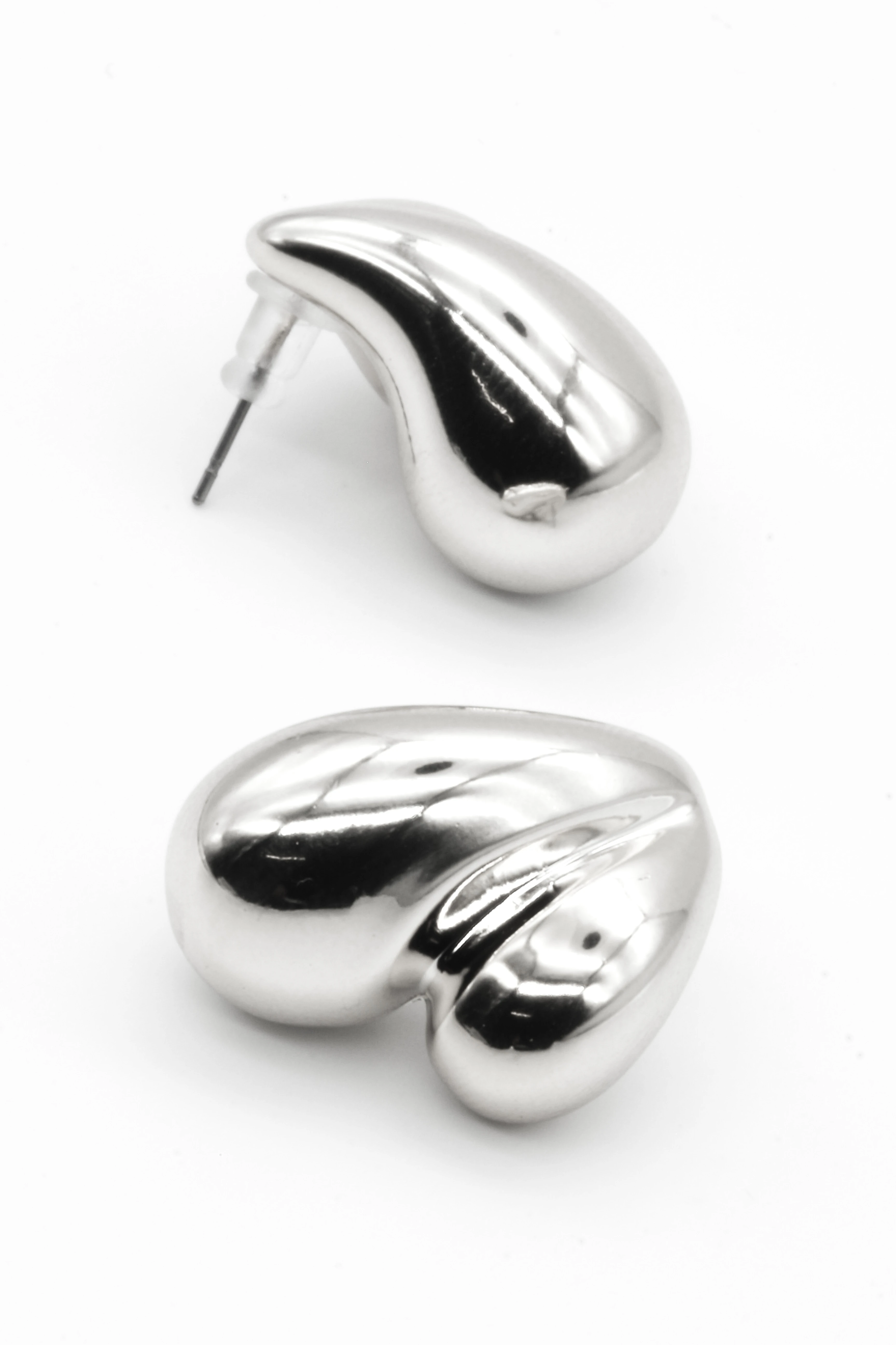 İkili Damla Model Çivi Küpe - Silver