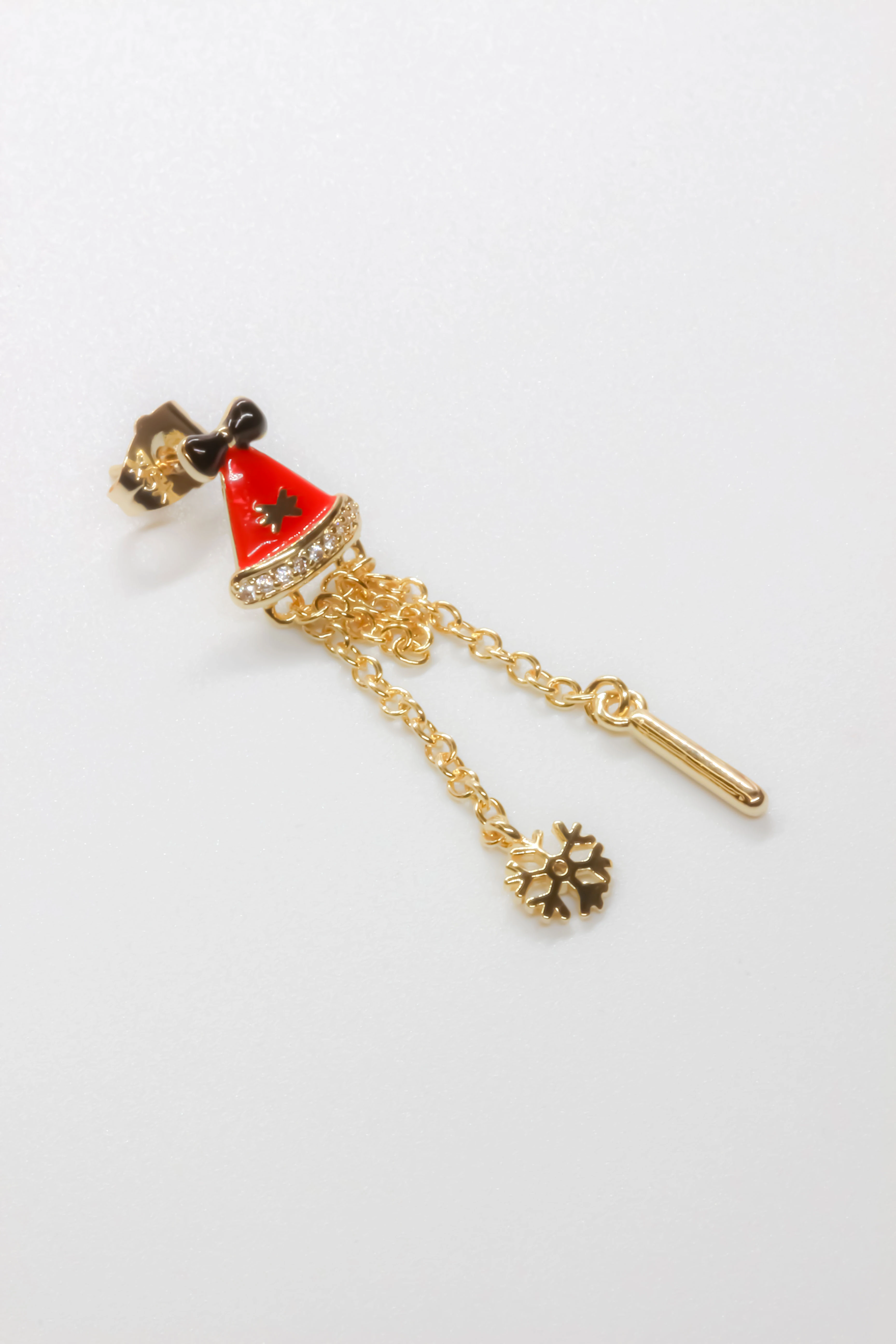 Zirkon Taşlı Üçlü Yılbaşı Set Küpe,Mineli Şapka,Ağaç,Kar Tanesi Figürlü