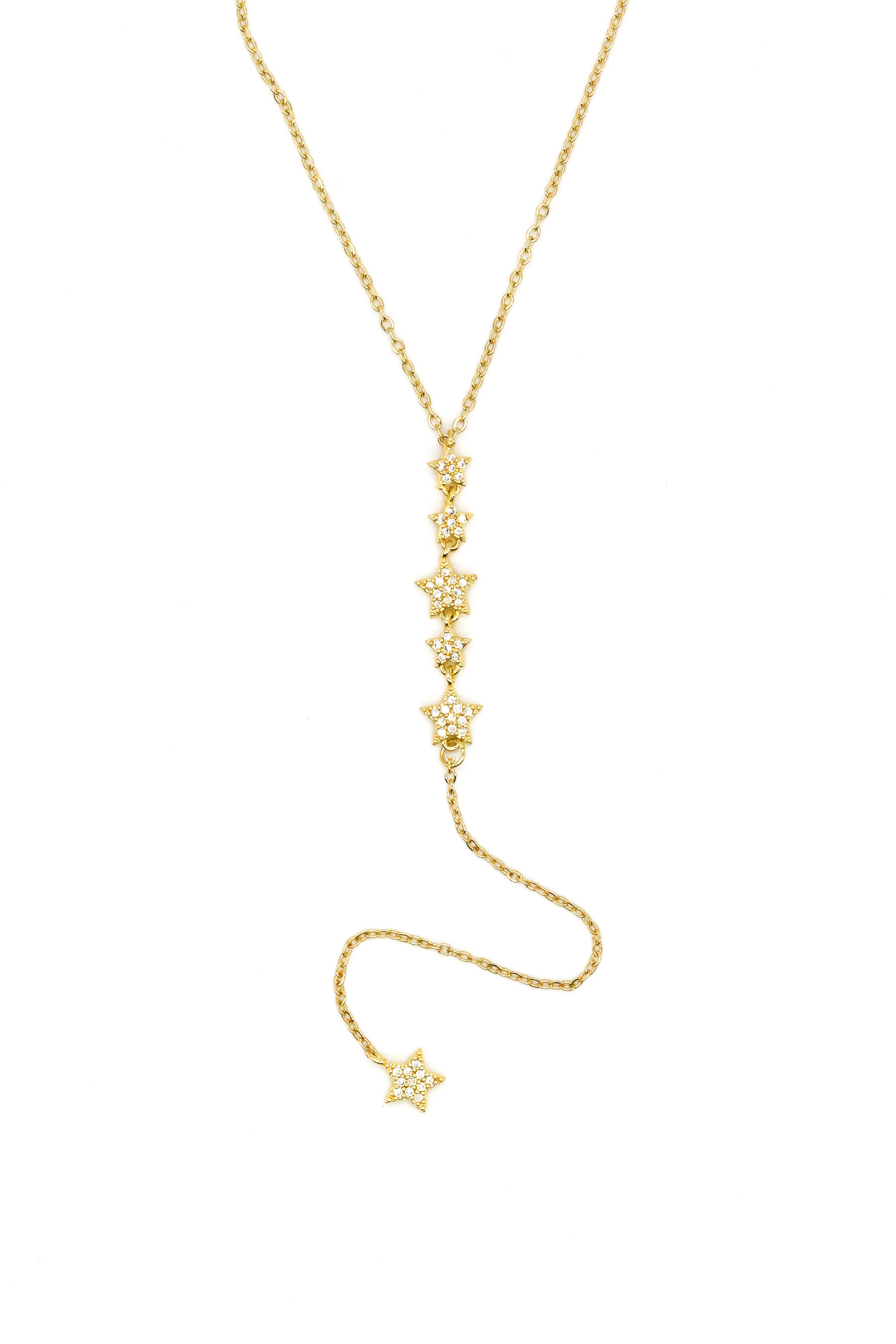 Çelik Y Kolye,Zirkon Taşlı Altı Yıldızlı