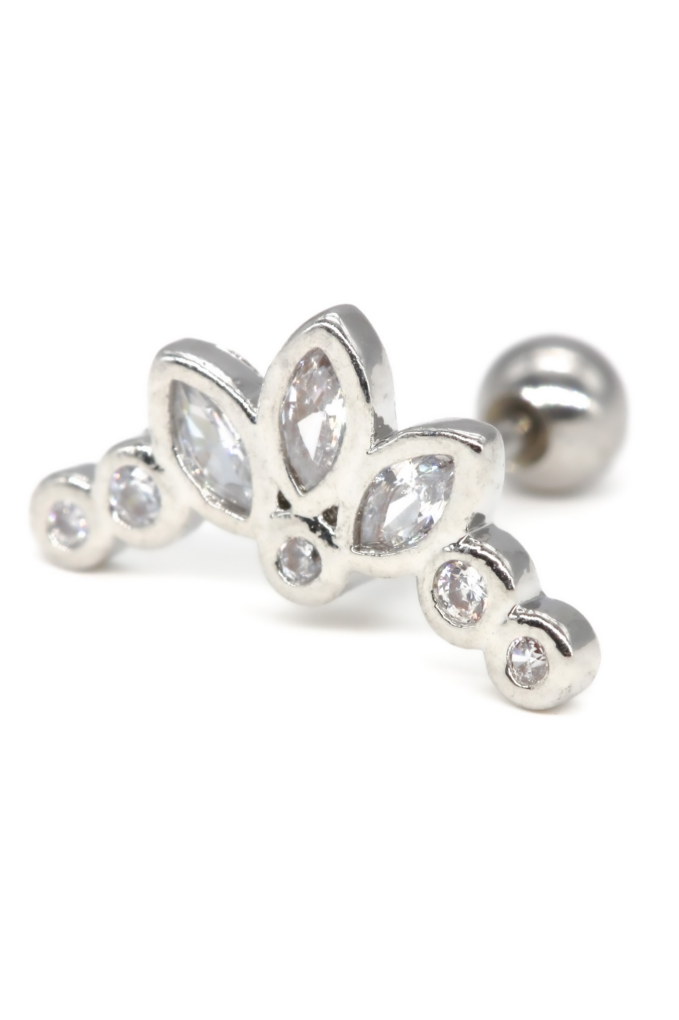 Zirkon Taşlı Tragus Küpe,Lotus Çiçekli