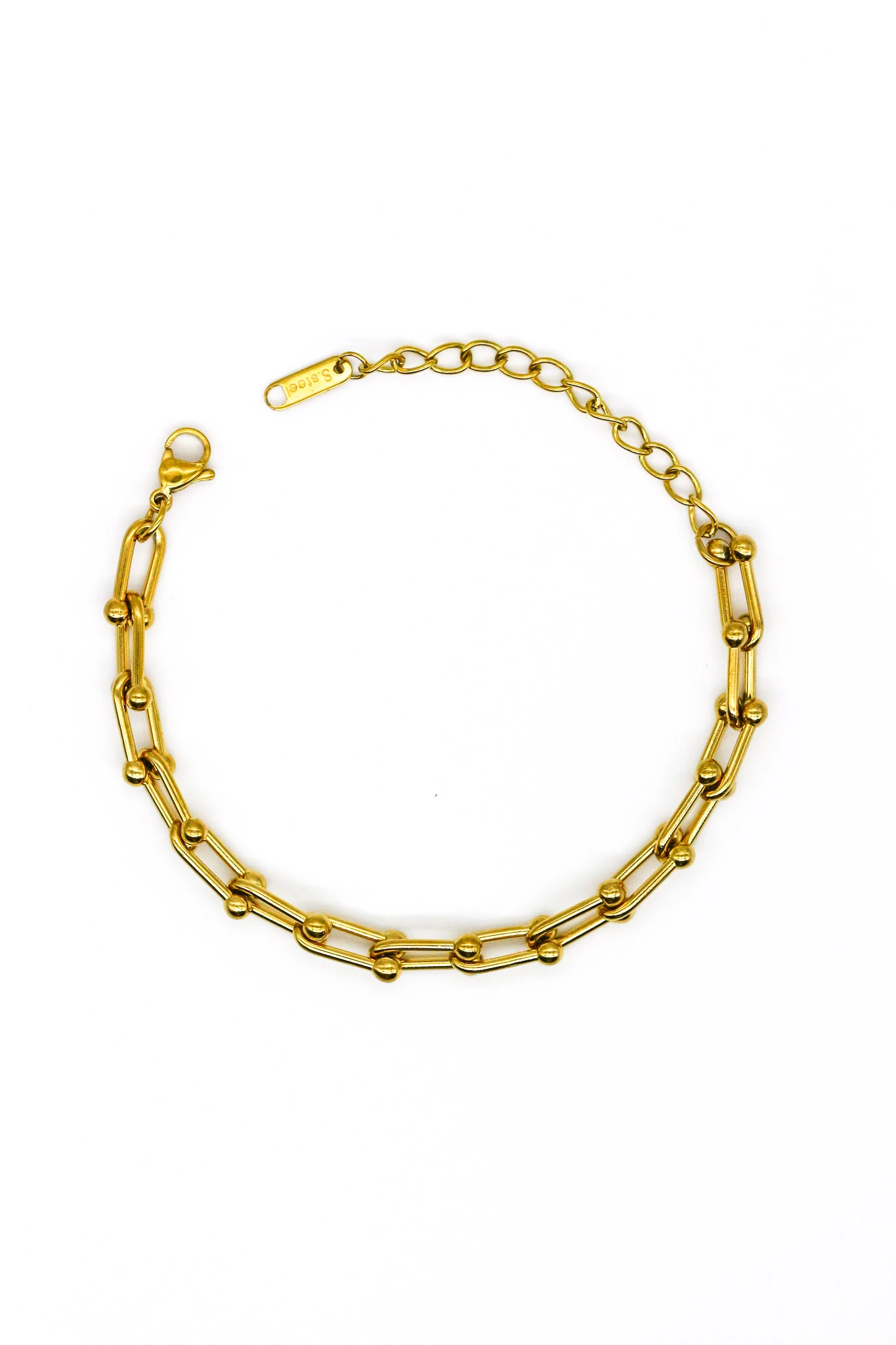 Çelik U Topcuklu Zincir Bileklik