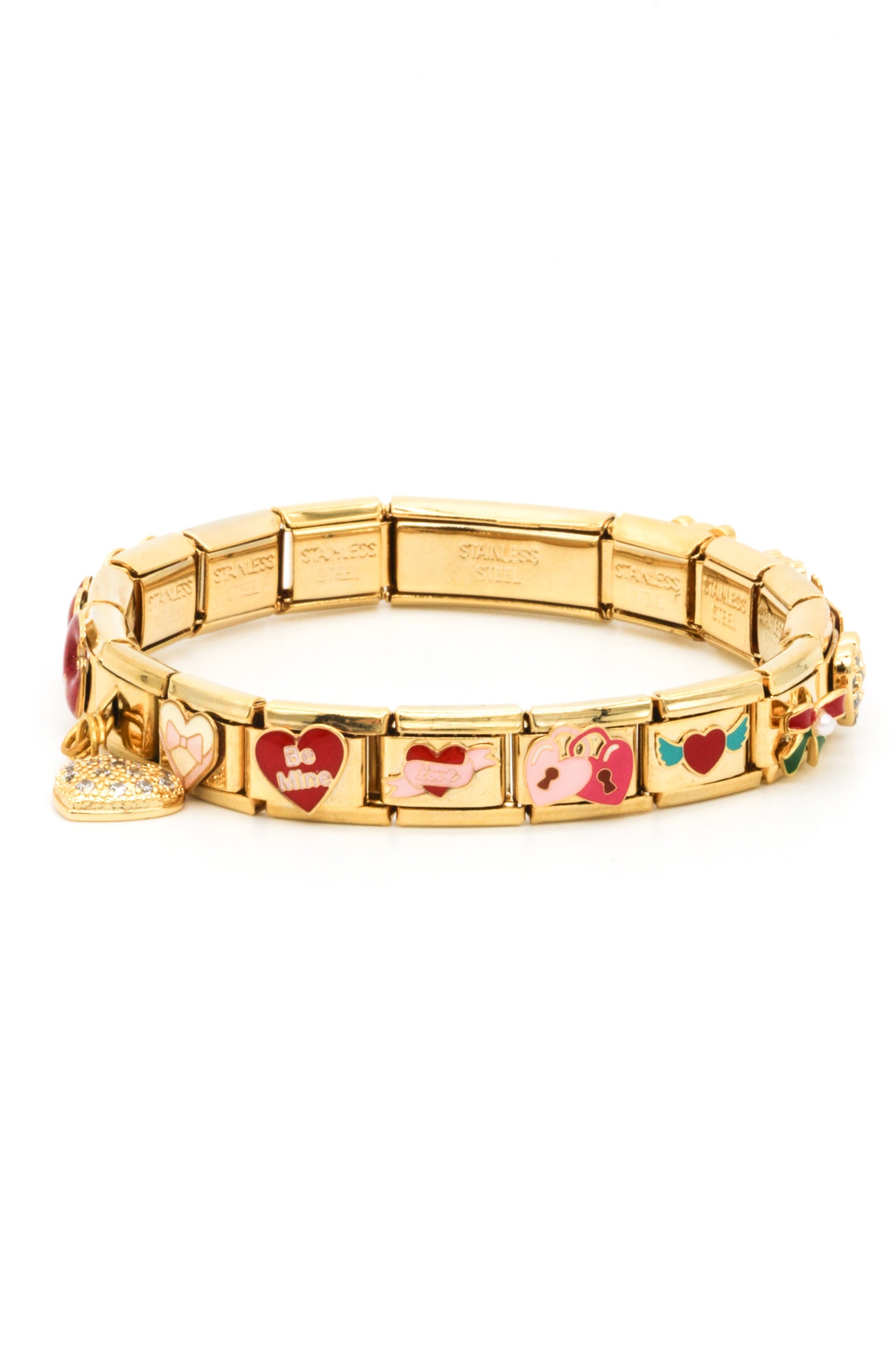 Çelik Charm Bileklik,Kalpli Karma Model