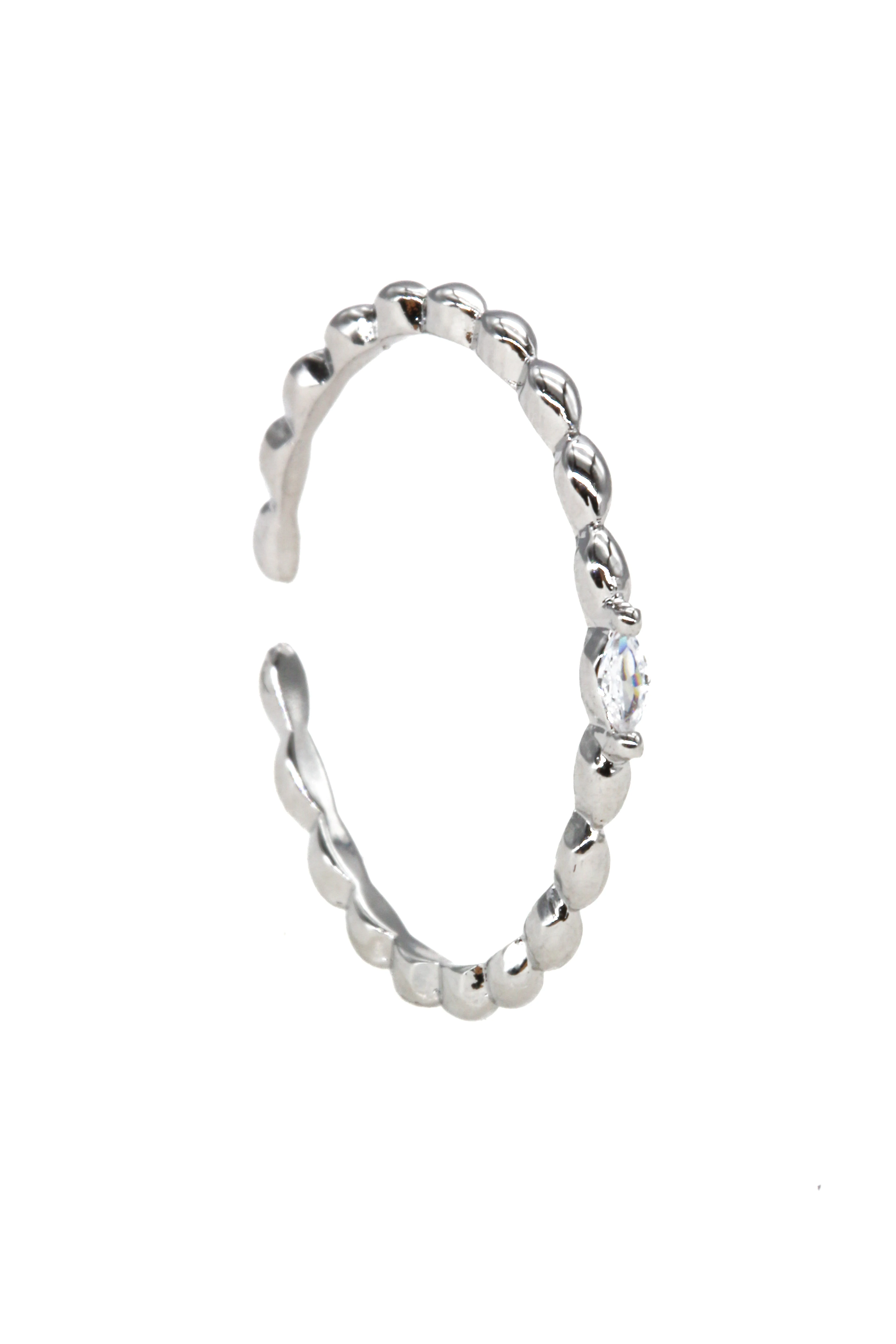 Zirkon Taşlı Ayarlanabilir Yüzük - Silver