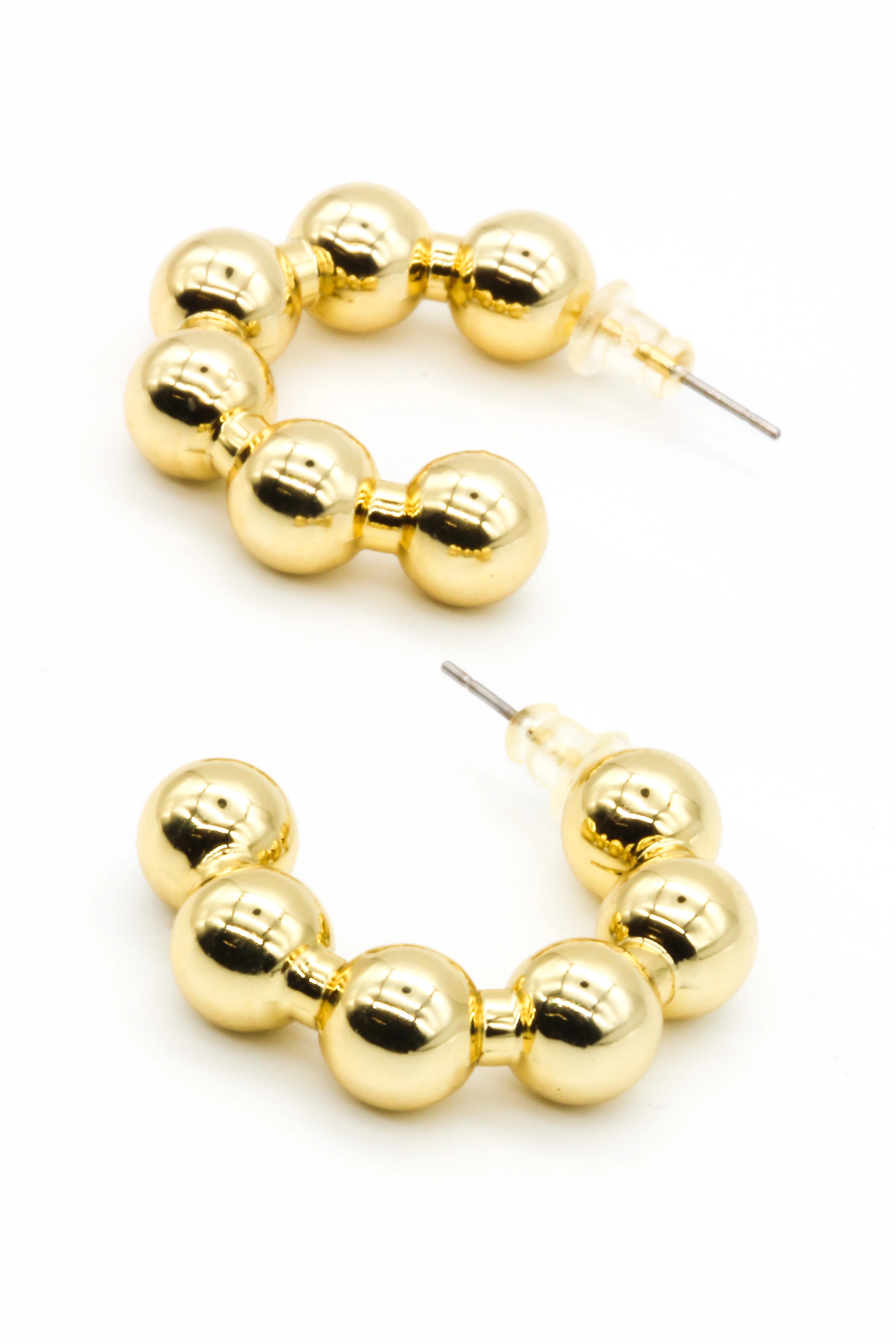 Topcuklu Yarım Halka Küpe - Gold