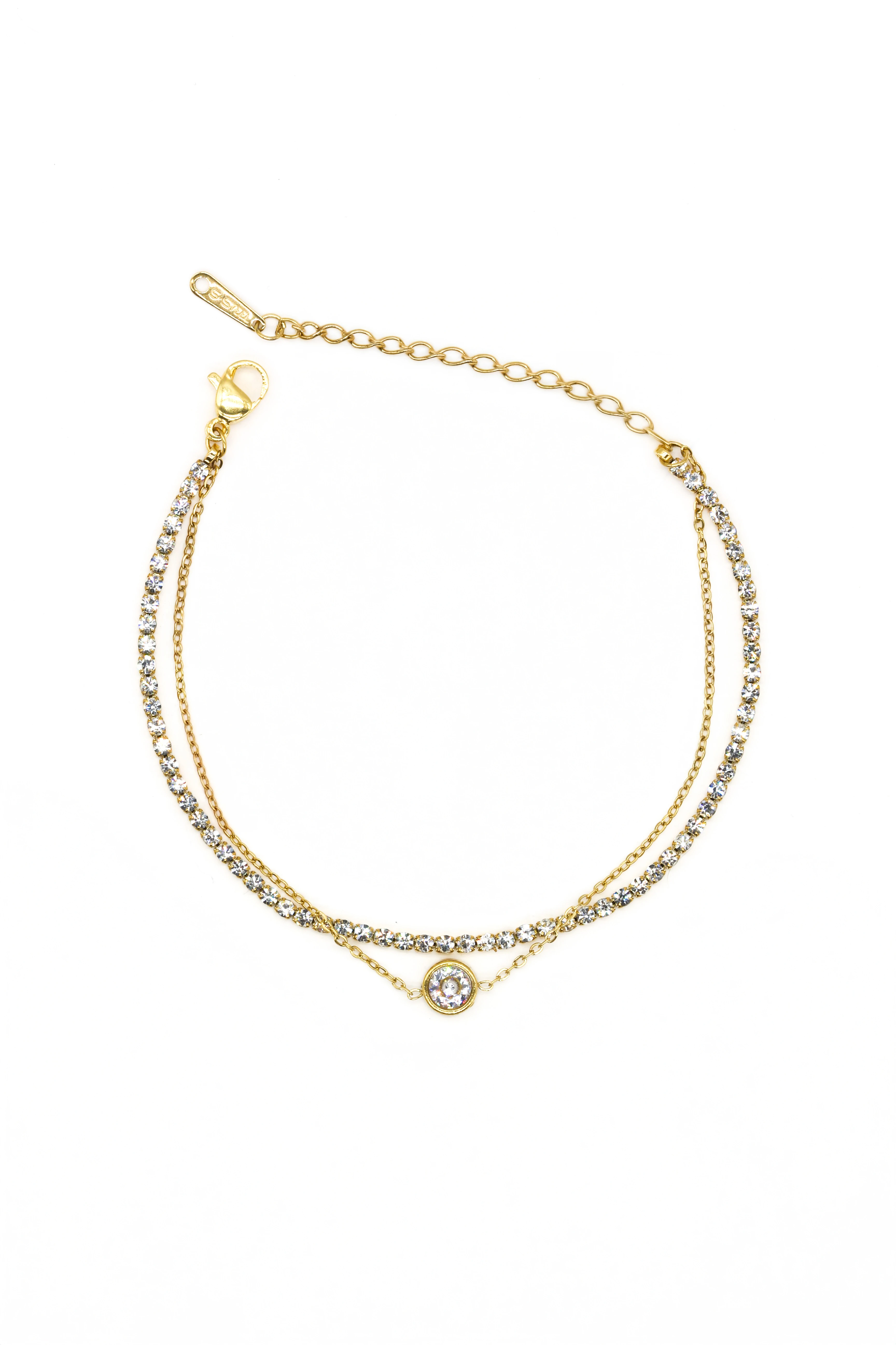 Çelik Oval Tak Taşlı, Soyolu Kombin Bileklik