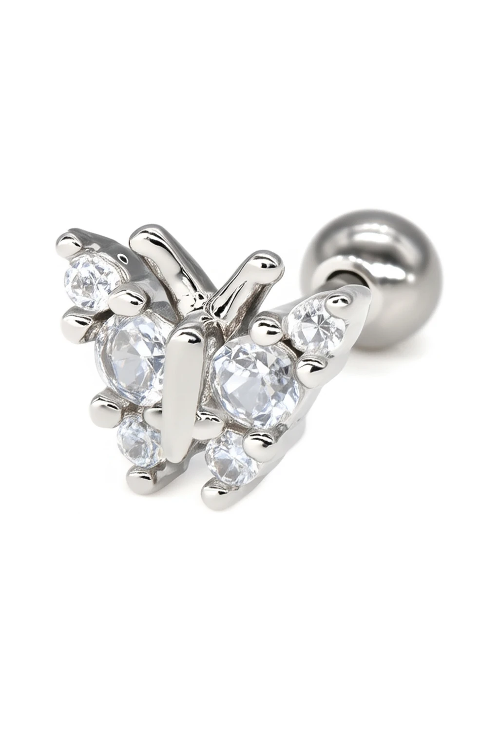 Zirkon Taşlı Tragus Küpe,Taşlı Kelebek