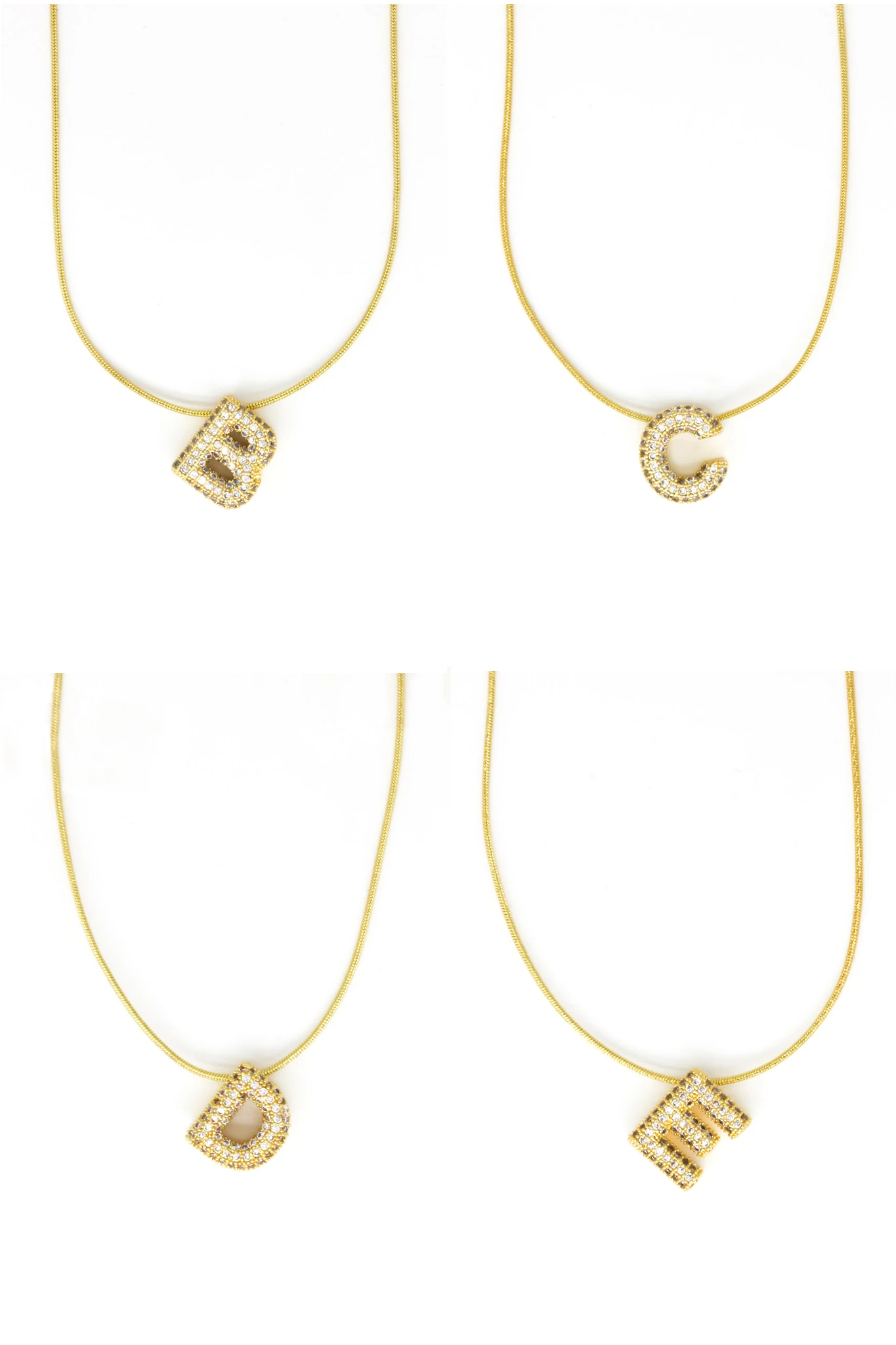 Çelik Zirkon Taşlı Harf Kolye,24 lü Paket