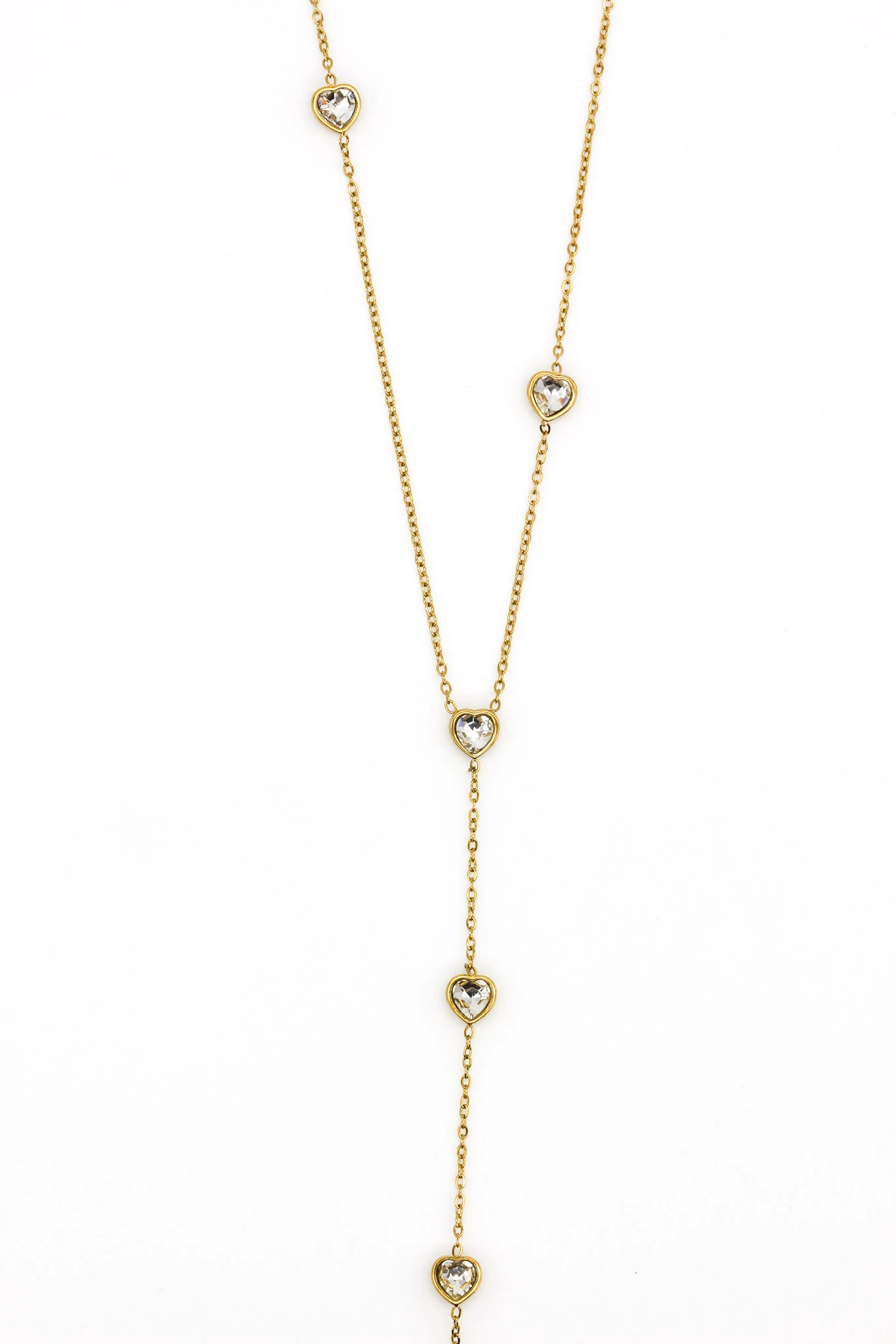 Çelik Zirkon Taşlı Kalpli Y Kolye