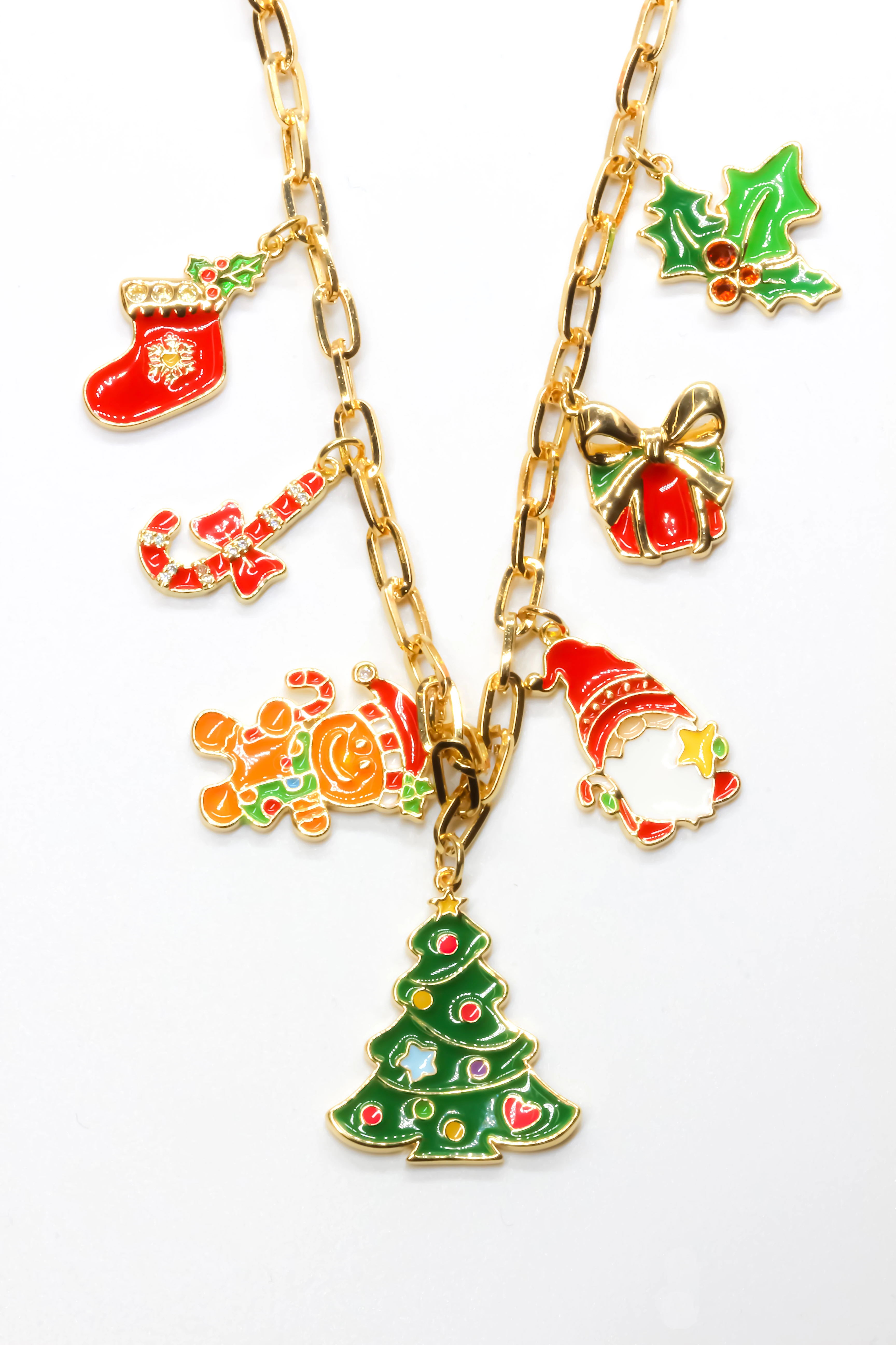 Yılbaşı Charm Kolye,Mineli Yılbaşı Ağacı,Noel Charm Figürlü