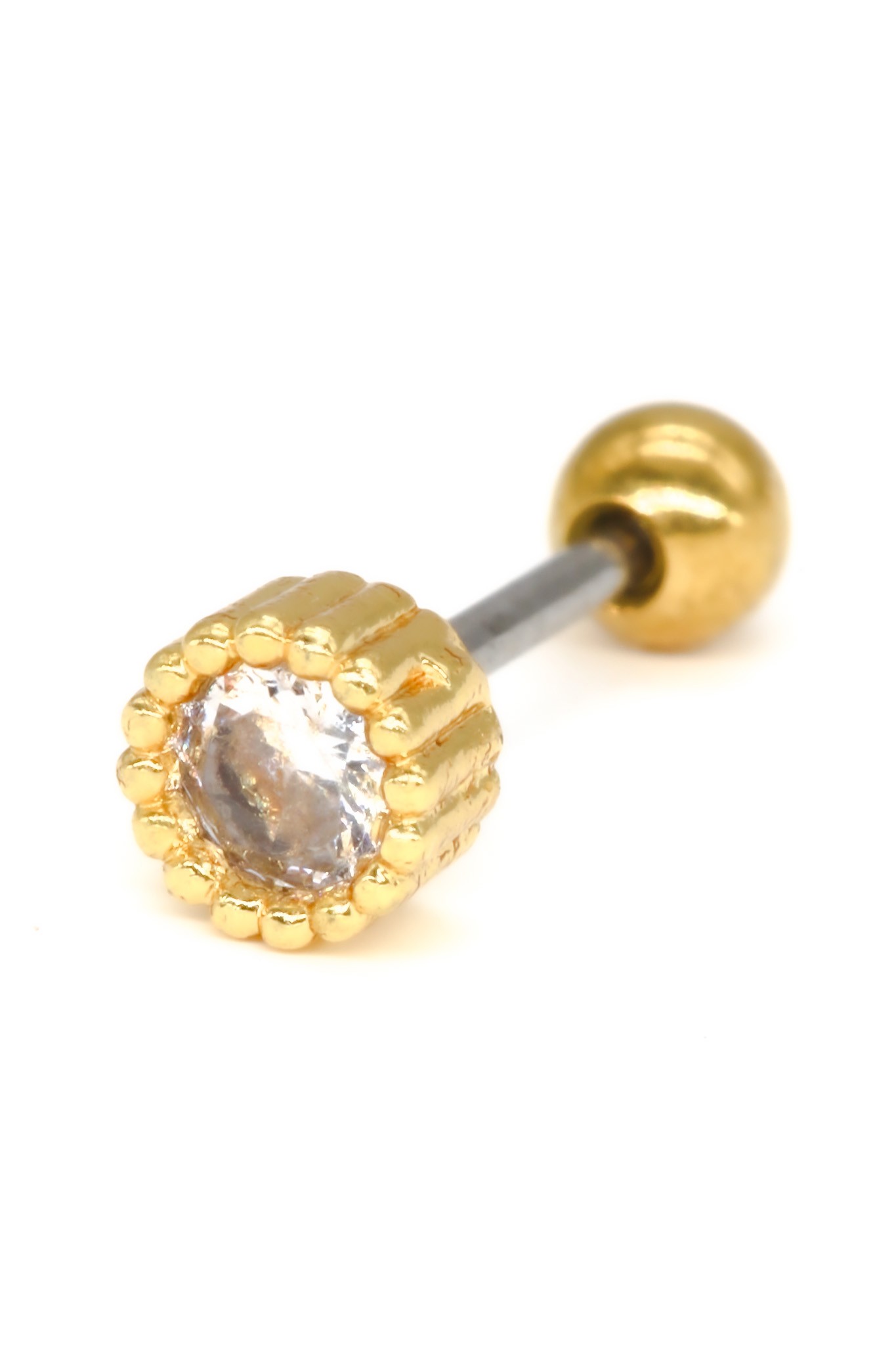 Zirkon Taşlı Tragus Küpe,Oval Taşlı