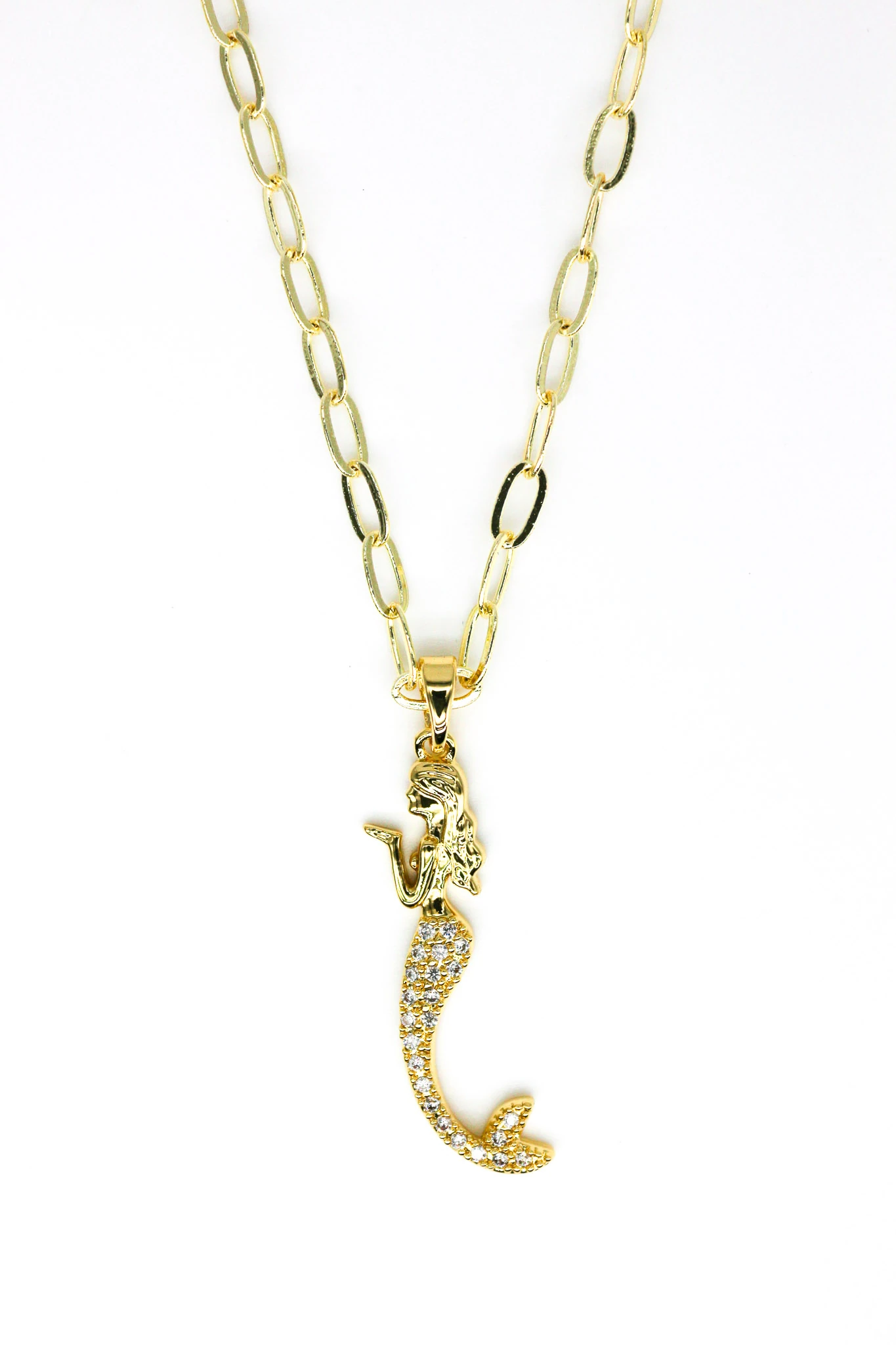 Beyaz Zirkon Taşlı Deniz Kızı Zincir Kolye