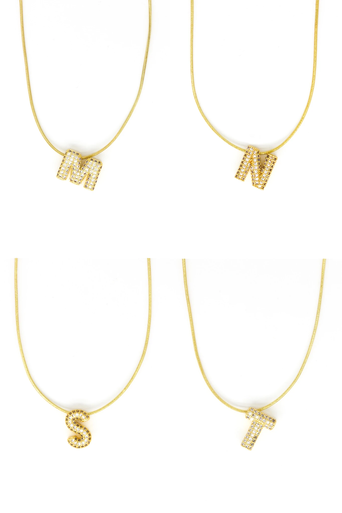 Çelik Zirkon Taşlı Harf Kolye,24 lü Paket