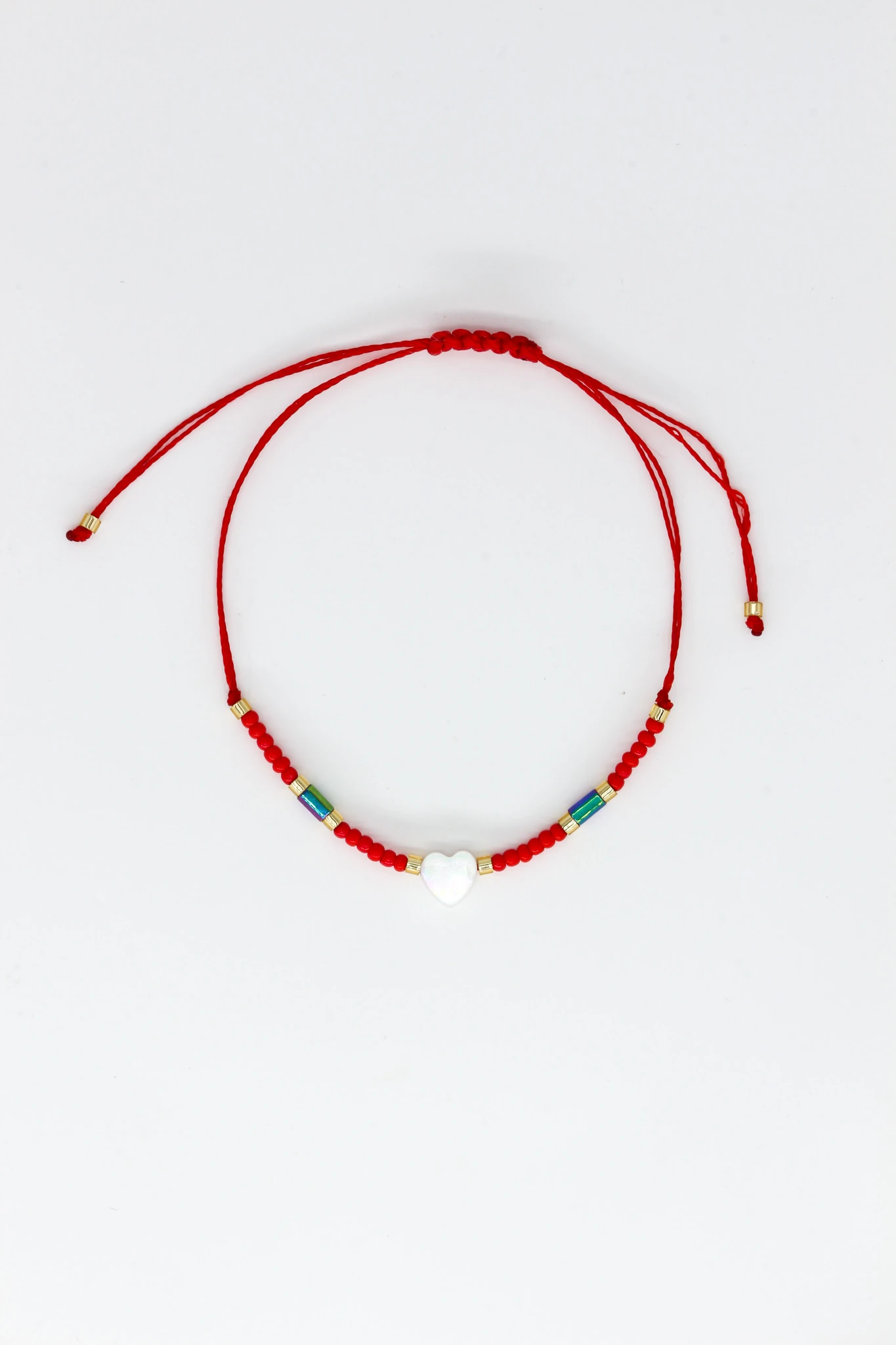 Makrome Kırmızı İpli Asansör 12li Set Bileklik,Boncuklu,Sedef Kalpli