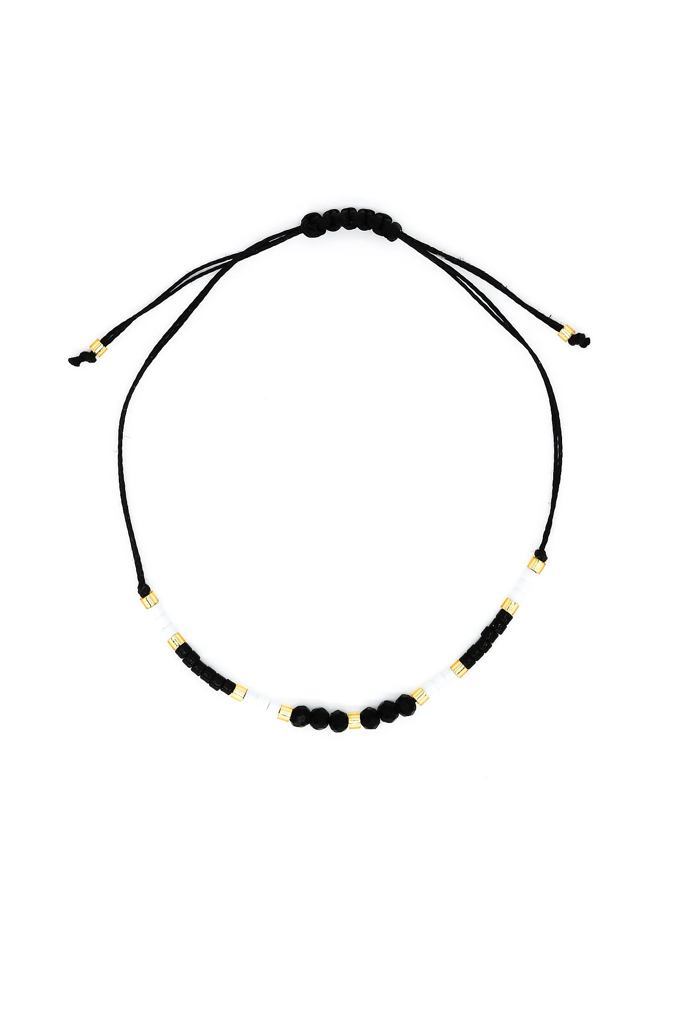 Makrome Siyah İpli Asansör 12li Set Bileklik,Sıralı Çokgen Boncuk Taşlı