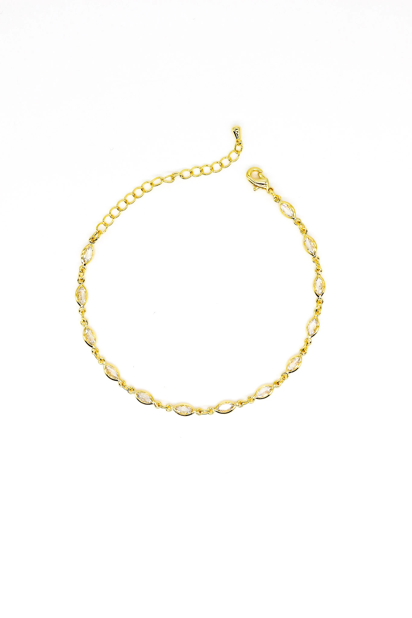 Zirkon Taşlı Zincir Bileklik,Arpa Taşlı