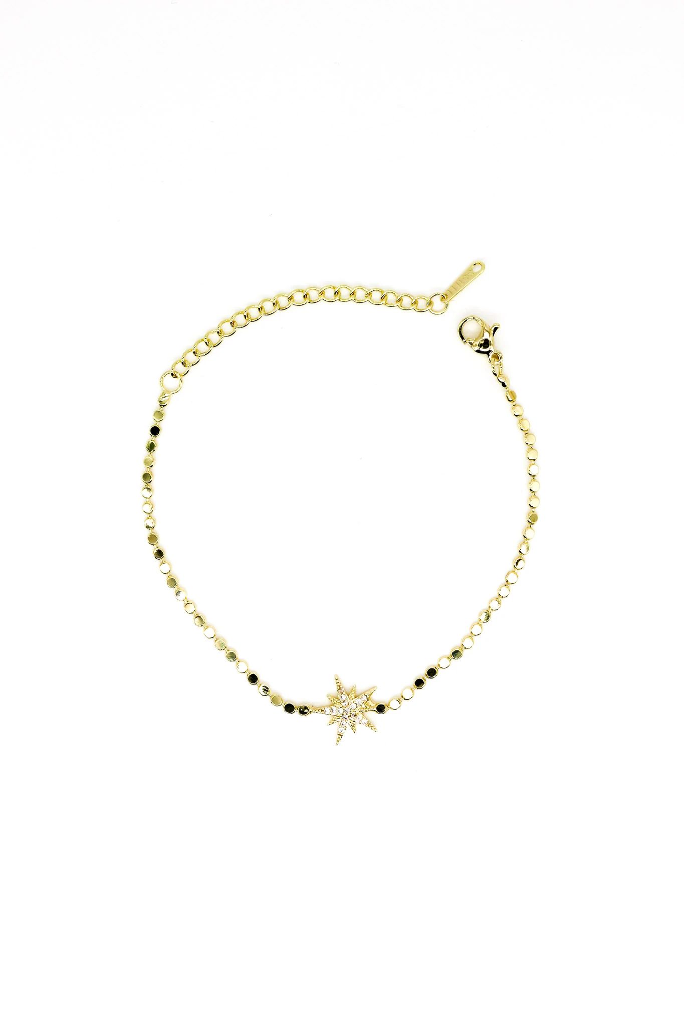 Çelik Zirkon Taşlı Kutup Yıldızlı,Ezme Zincir Bileklik