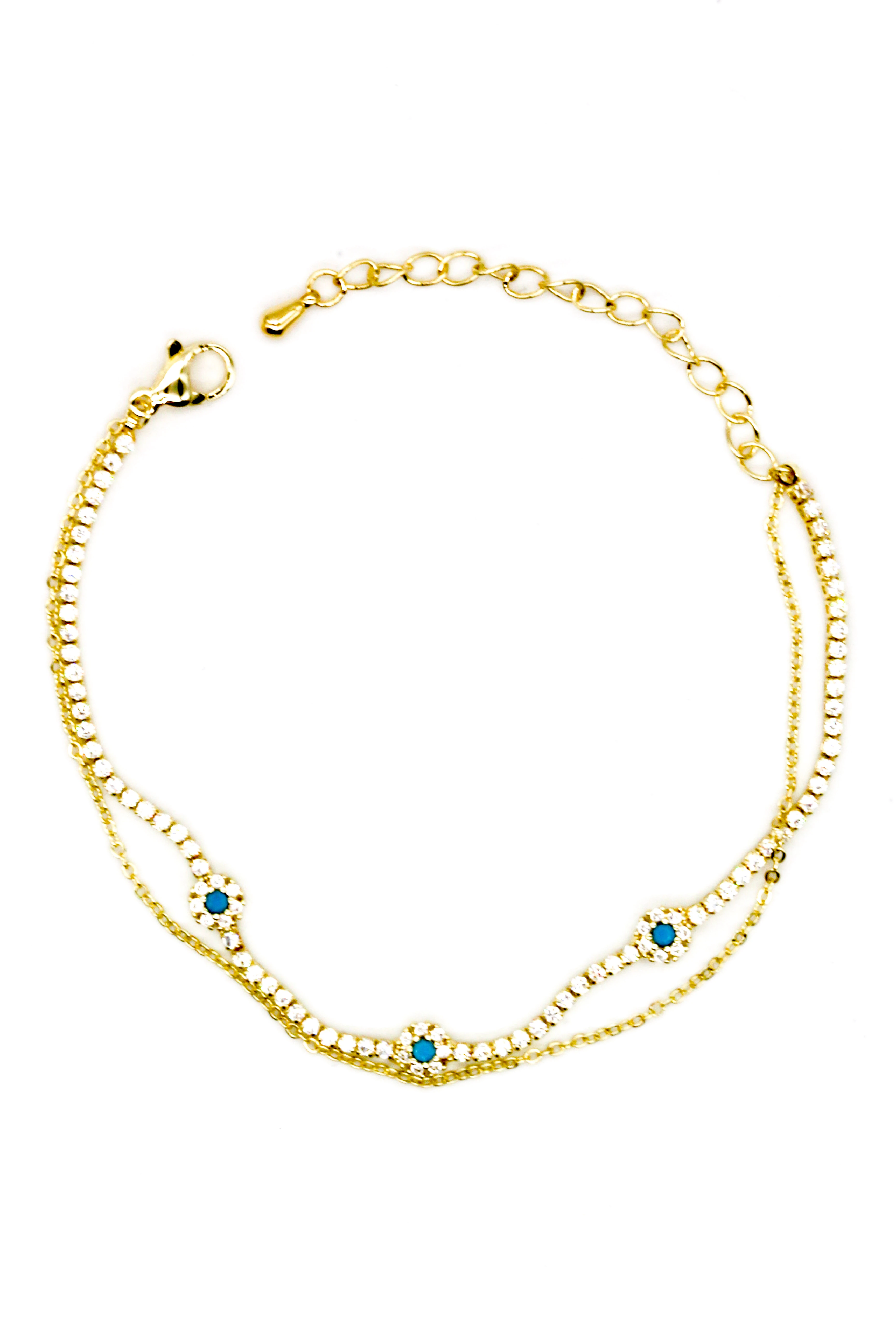 Zirkon Taşlı Suyolu Kombin Bileklik,Turkuaz Taşlı,Çiçekli