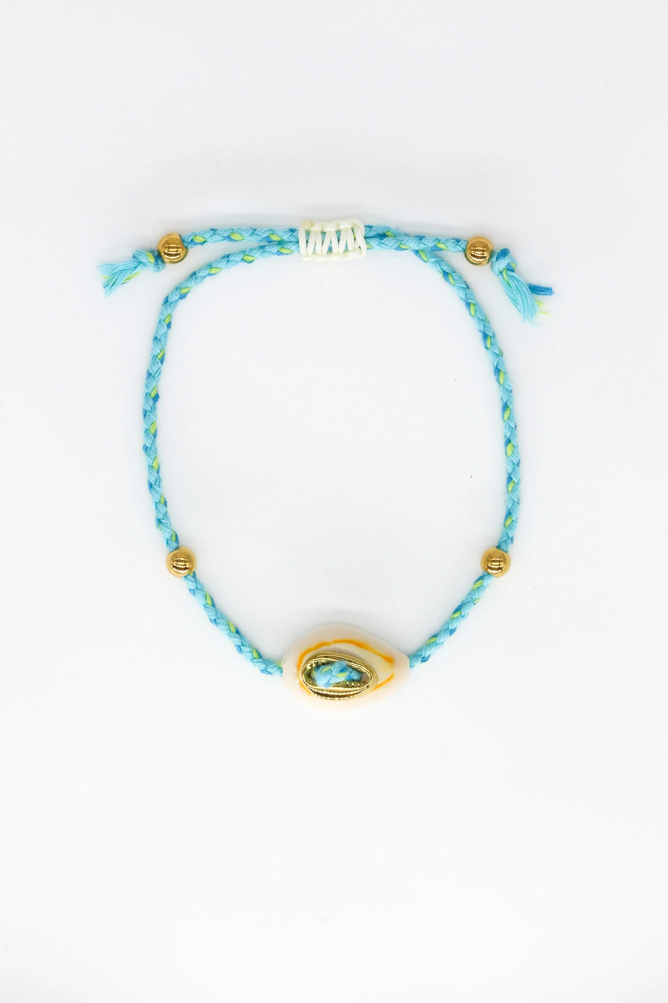 Asansör Makrome Bileklik,Deniz Kabuklu,Mavi İpli