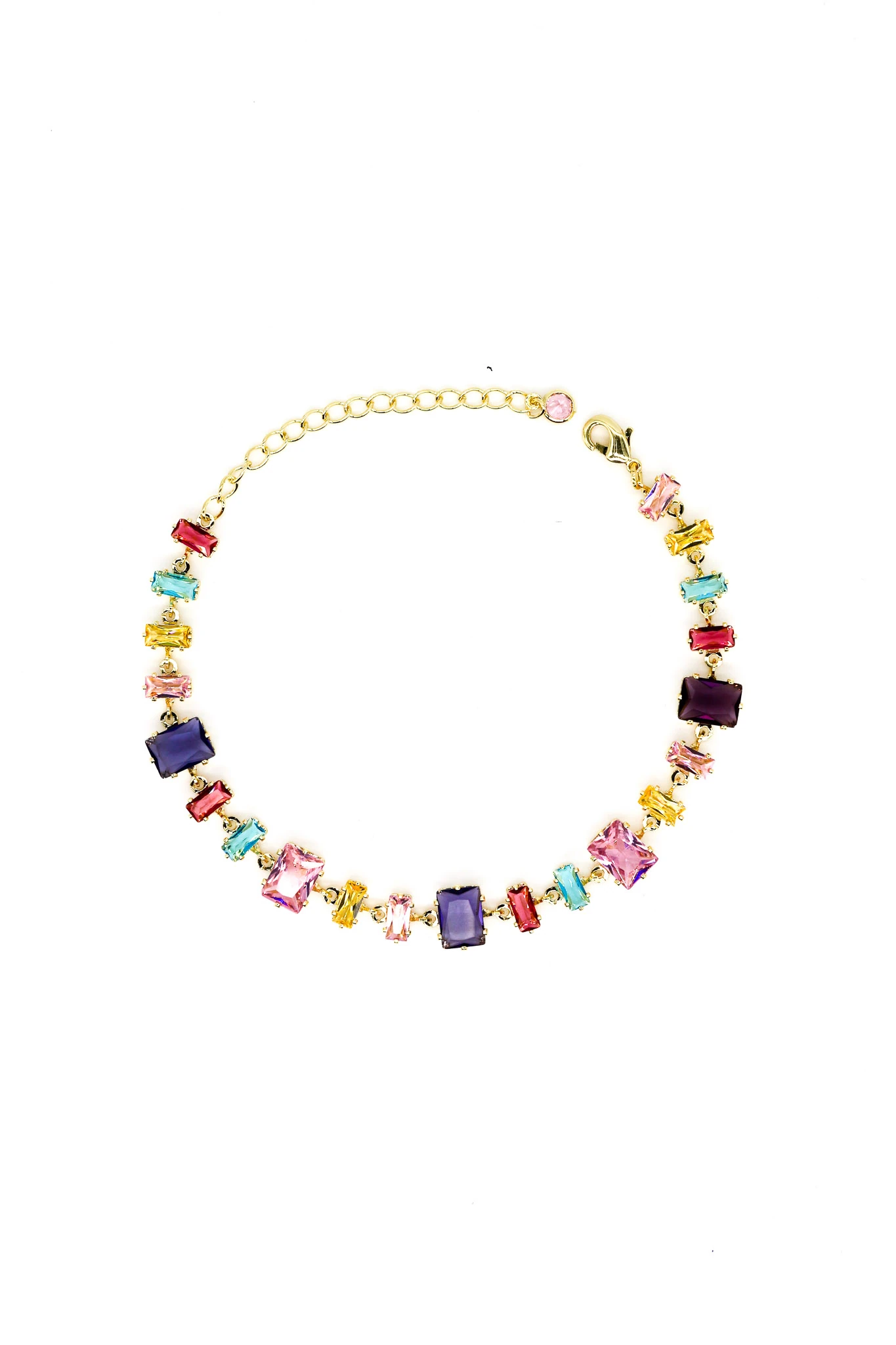 Renkli Büyük Baget Taşlı Aralıklı Suyolu Bileklik