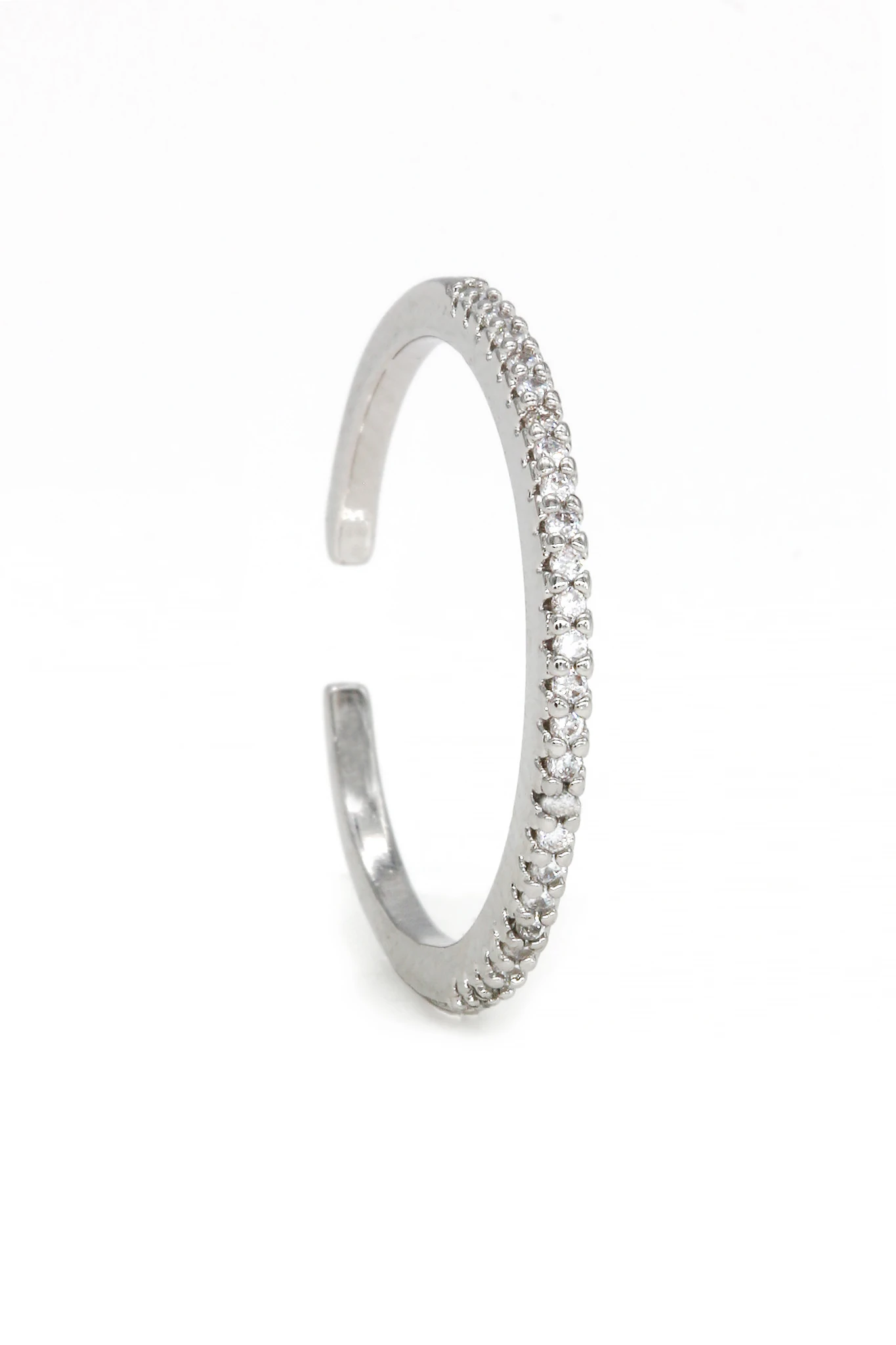 Ayarlanabilir Yüzük,İnce Mini Sıralı Zirkon Taşlı - Silver