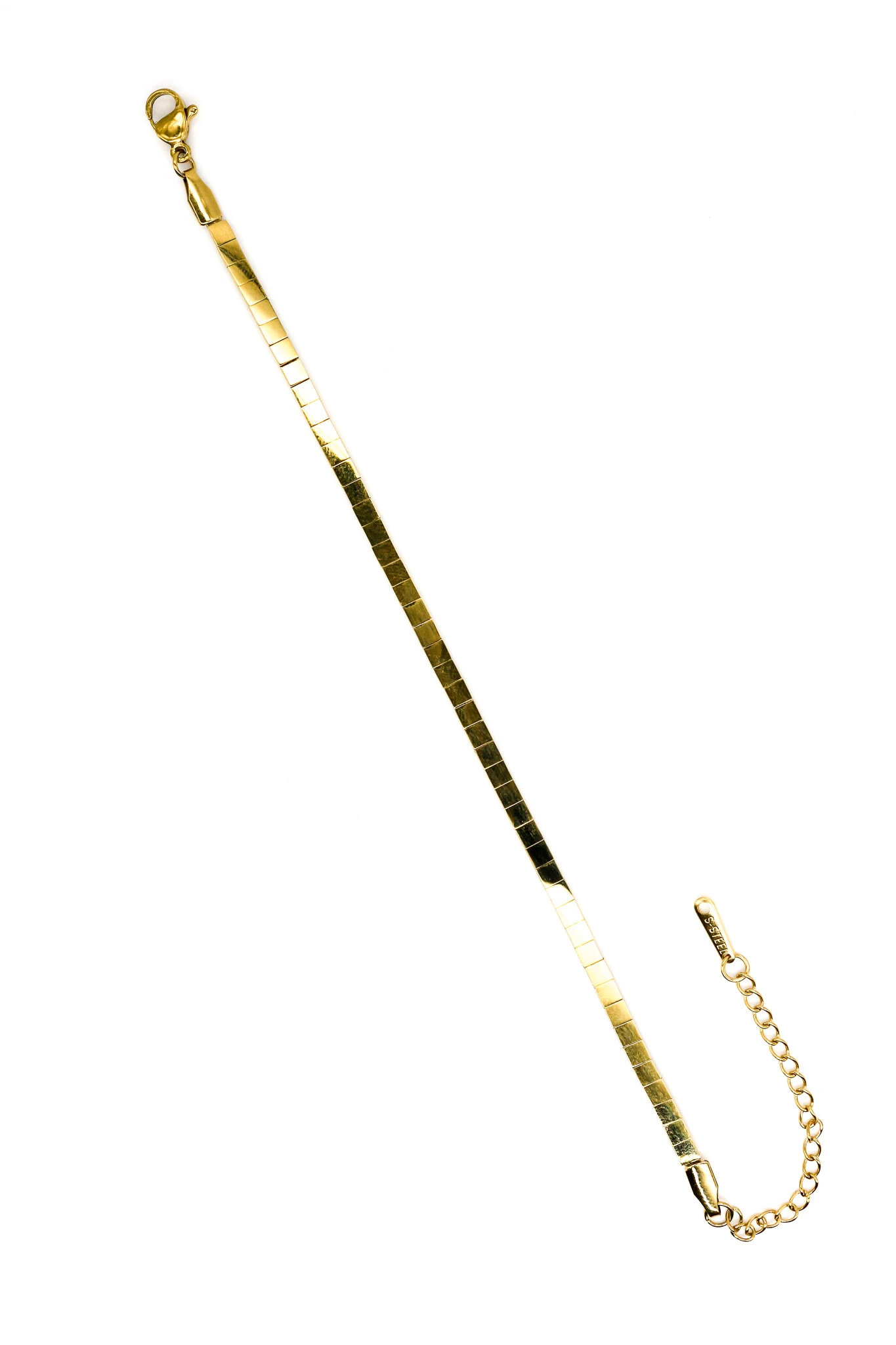 Çelik Yanaşık Sıralı Düz Kare Zincir Bileklik