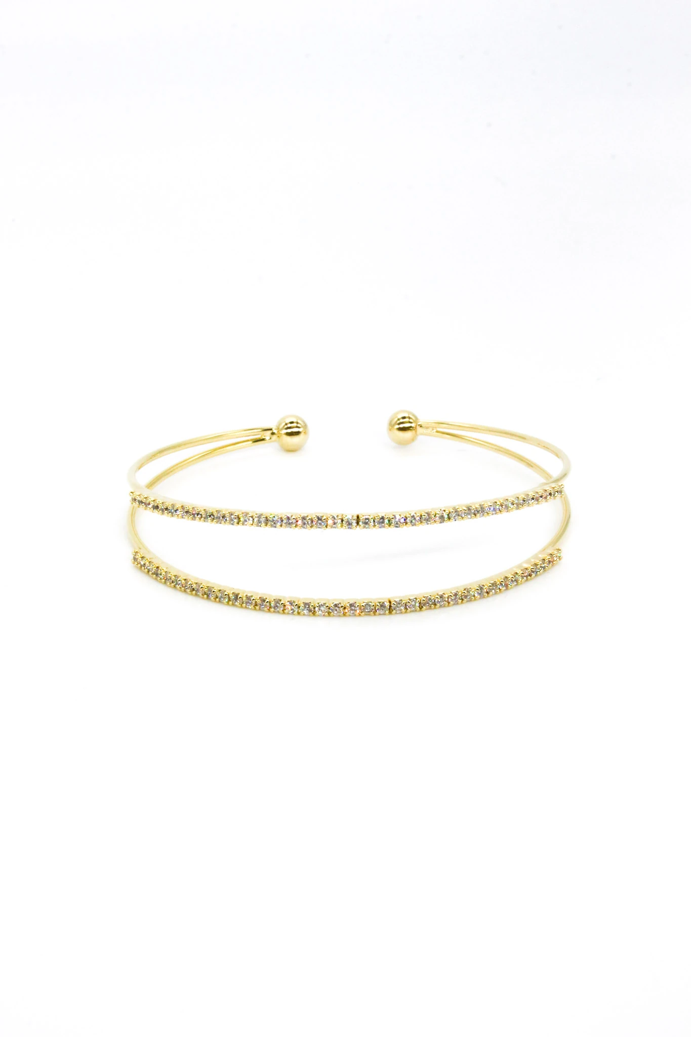 Tel C Kelepçe Bileklik,Sıralı Mini Kare Taşlı