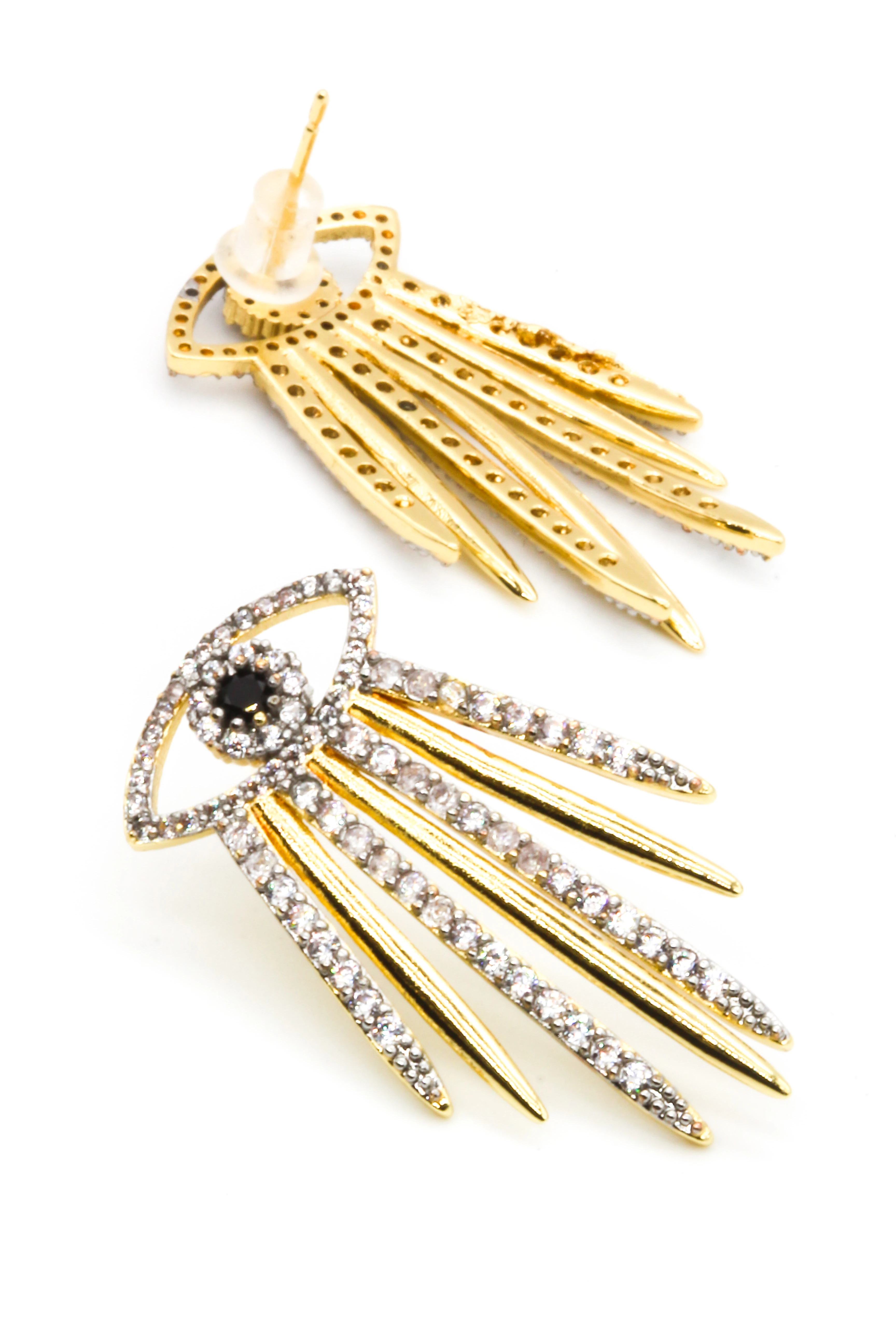 Zirkon Taşlı Yarım Kirpikli Göz Model Çivi Küpe