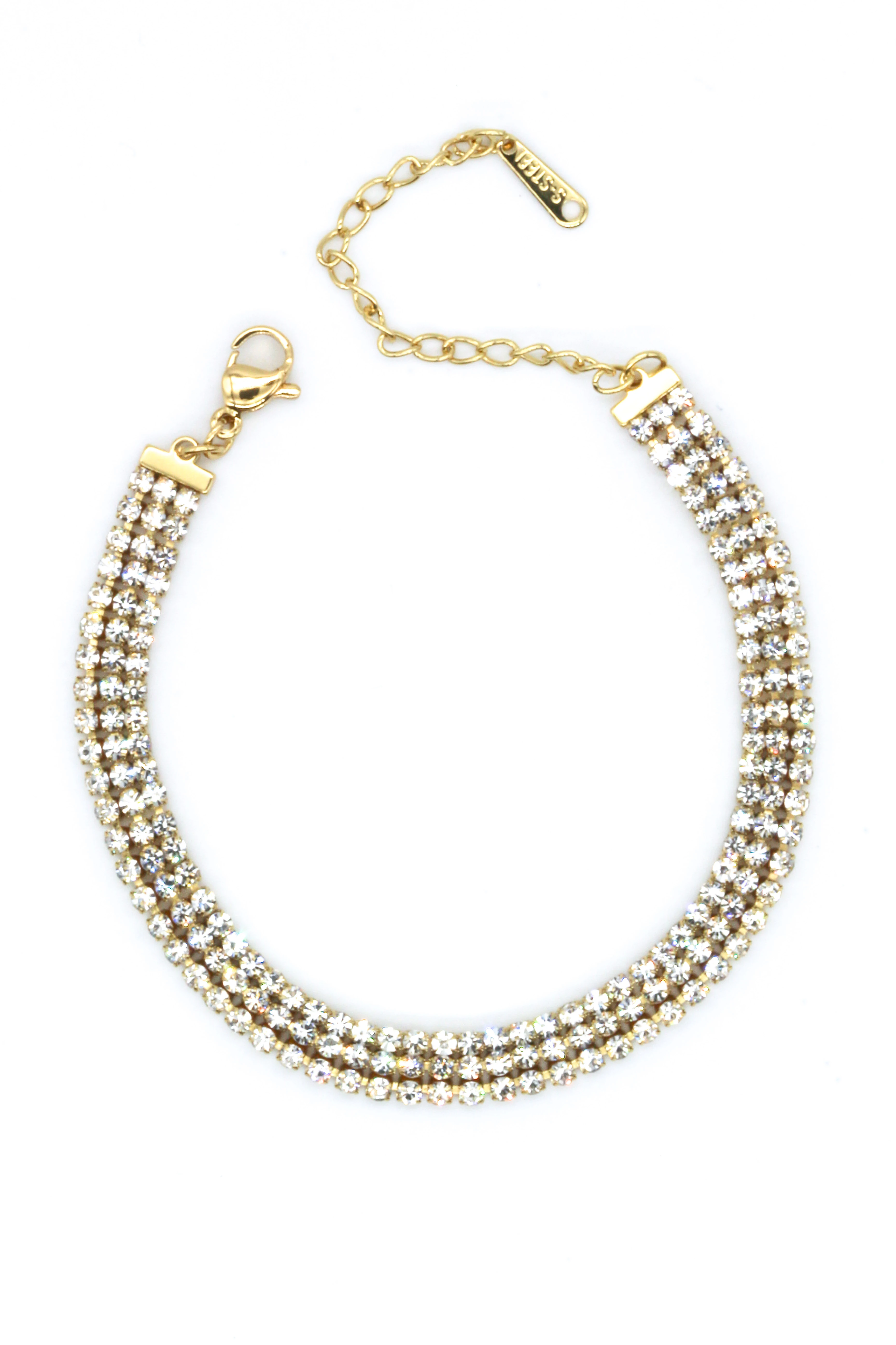 Çelik Üç Sıralı Taşlı Suyolu Bileklik