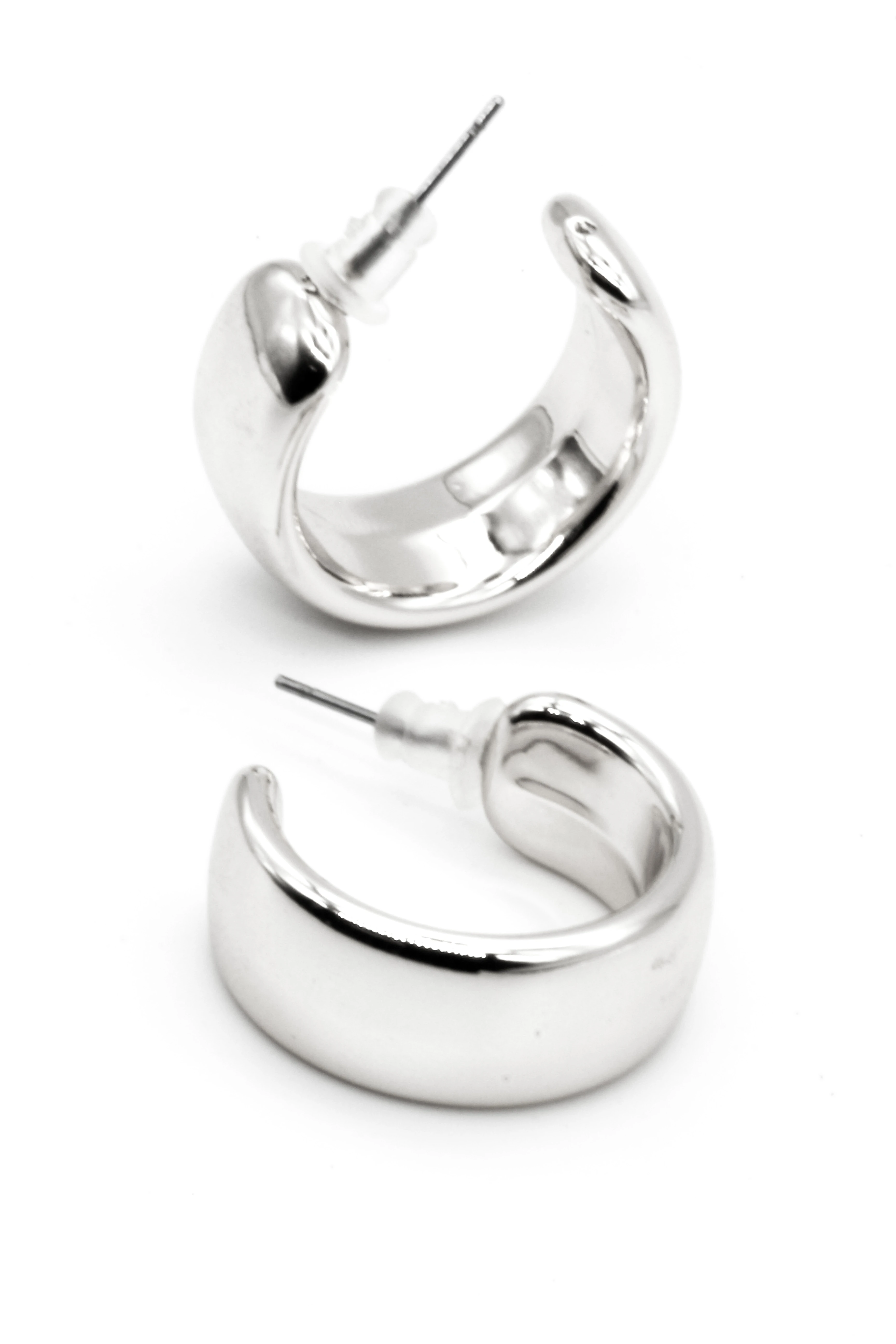 Düz Geniş Halka Küpe - Silver