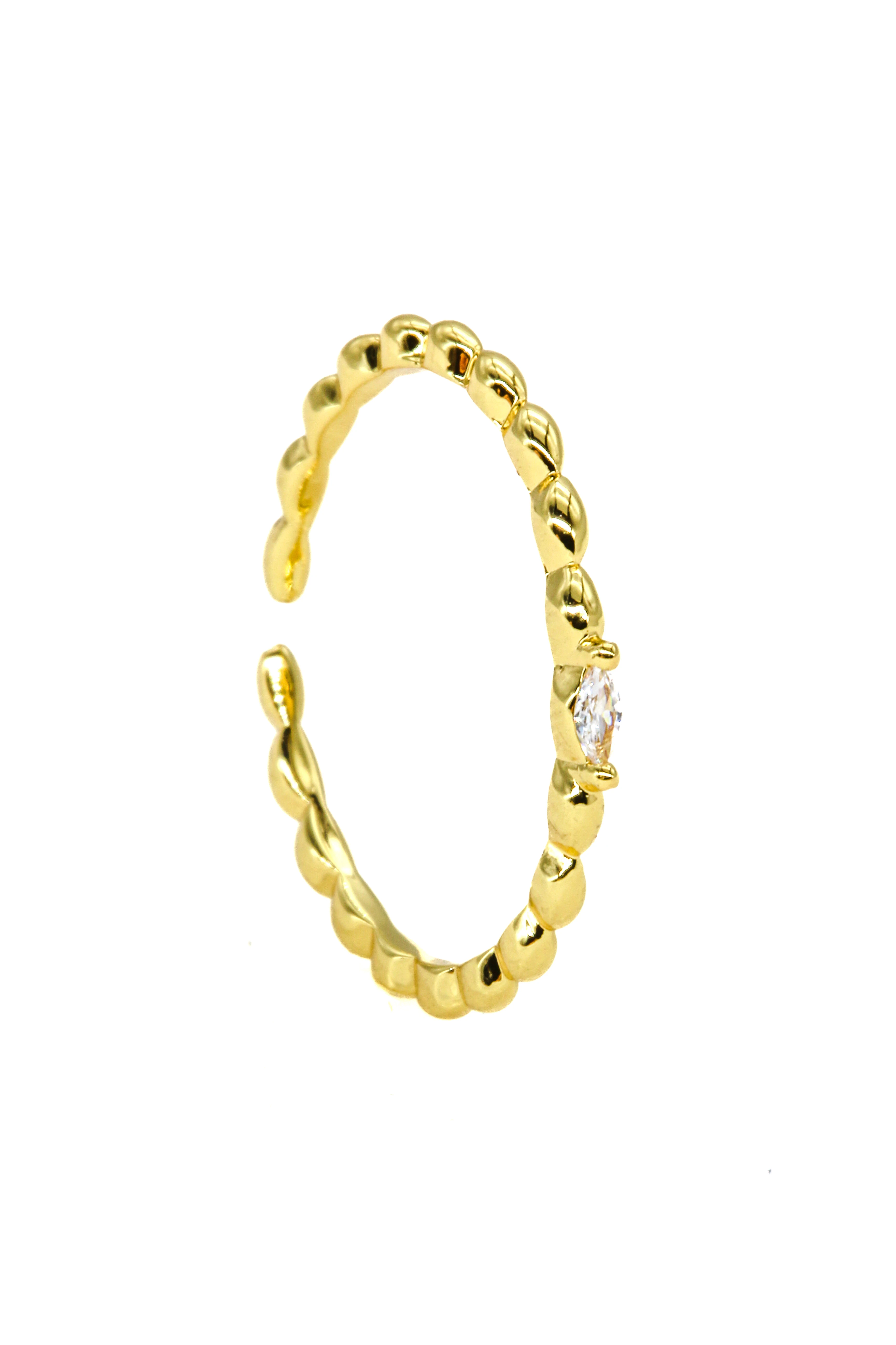 Zirkon Taşlı Ayarlanabilir Yüzük - Gold