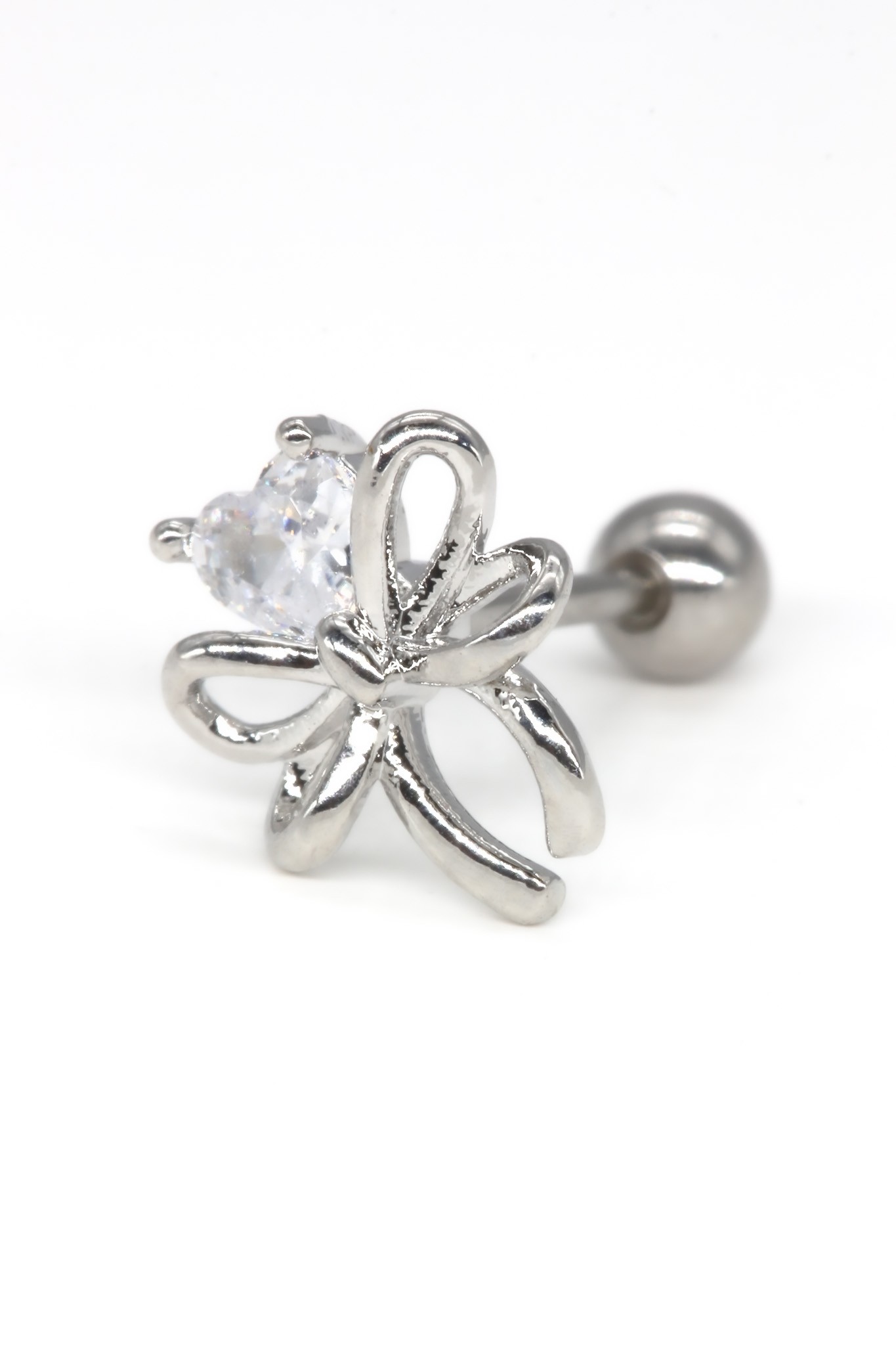 Zirkon Taşlı Tragus Küpe,Tektaşlı Fiyonglu