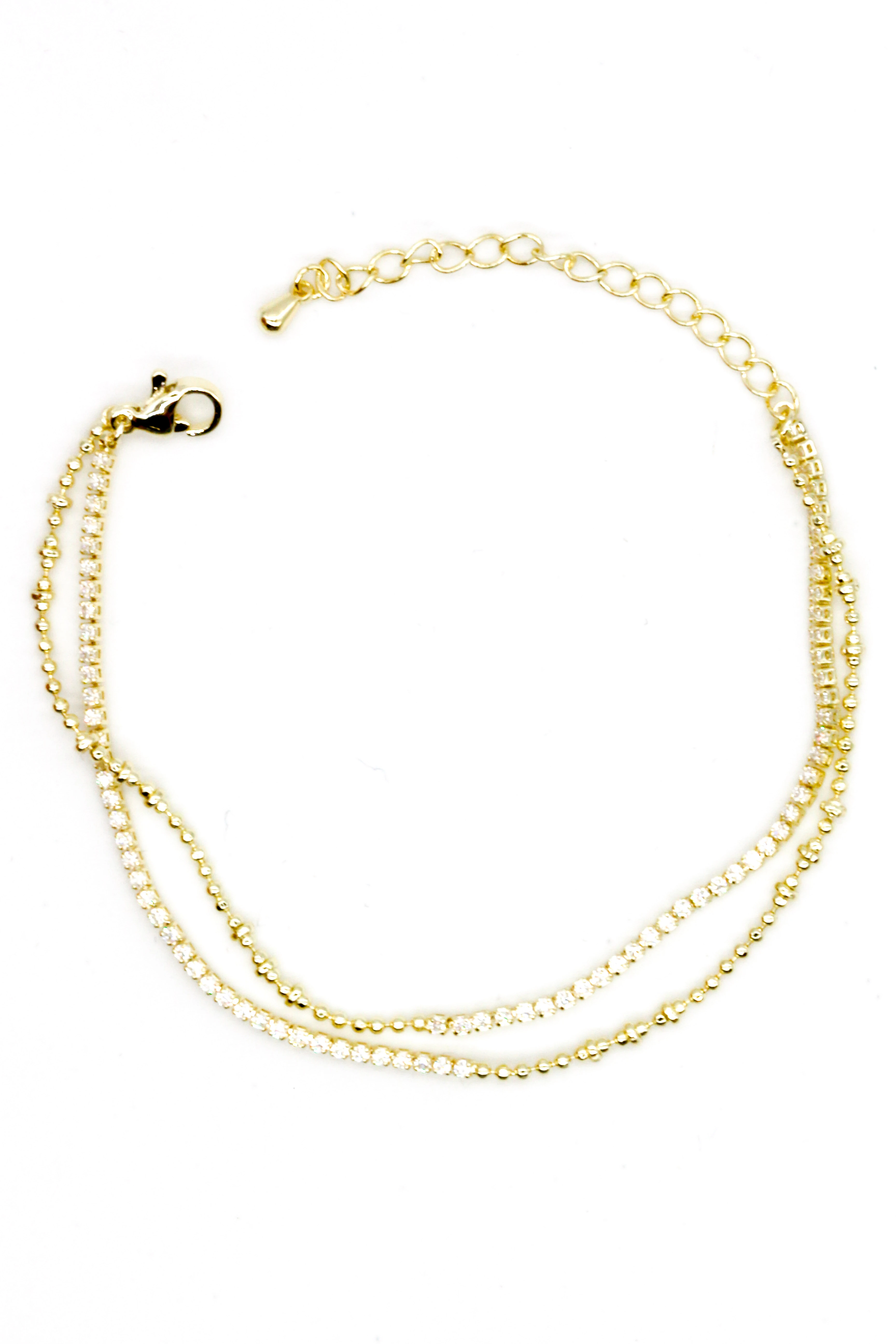 Zirkon Taşlı İnce Suyolu Topcuk Zincir Kombin Bileklik