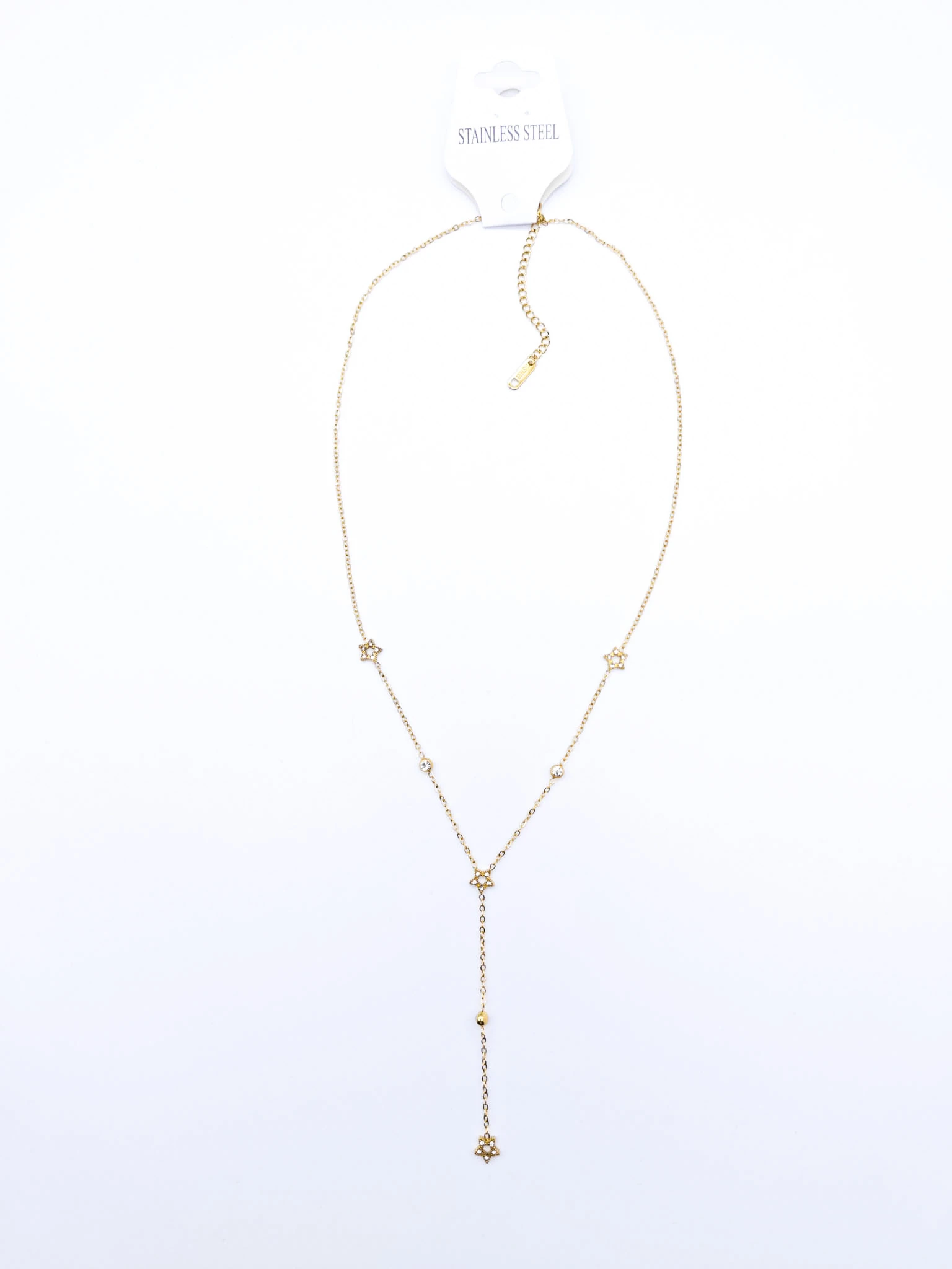 Çelik Zirkon Taşlı,Yıldızlı Y Kolye