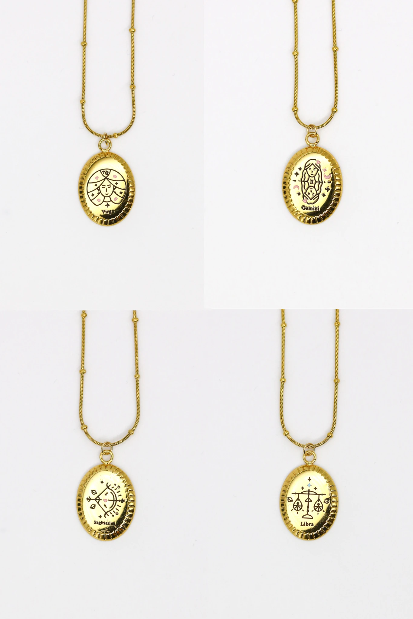 Çelik Sicim Zincirli Burç Kolye,12'li Paket