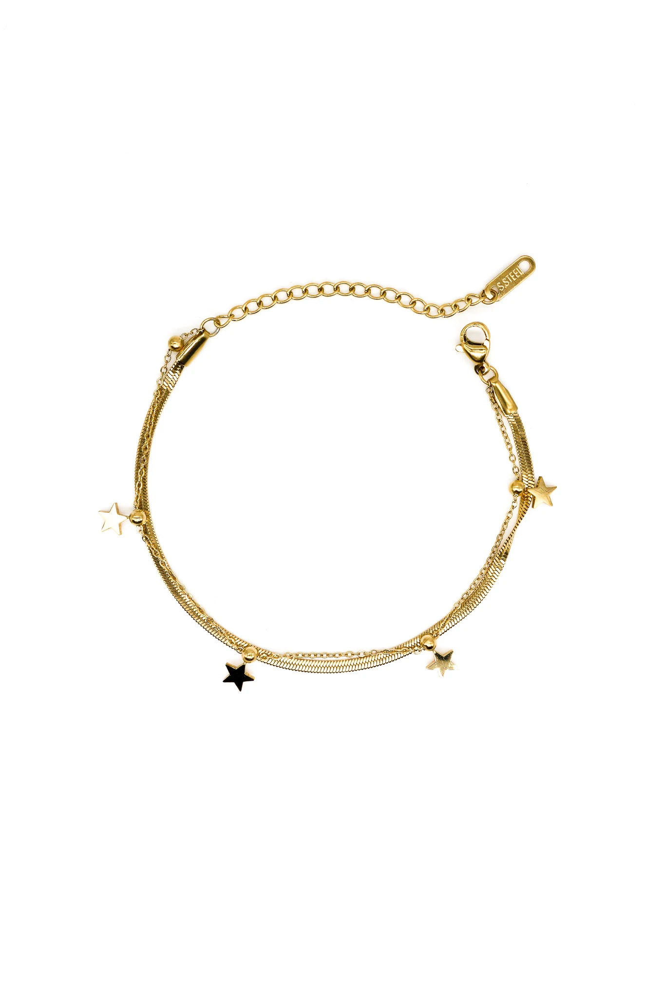 Çelik İtalyan Zincir,Topcuklu ikili Kombin Zincir Bileklik