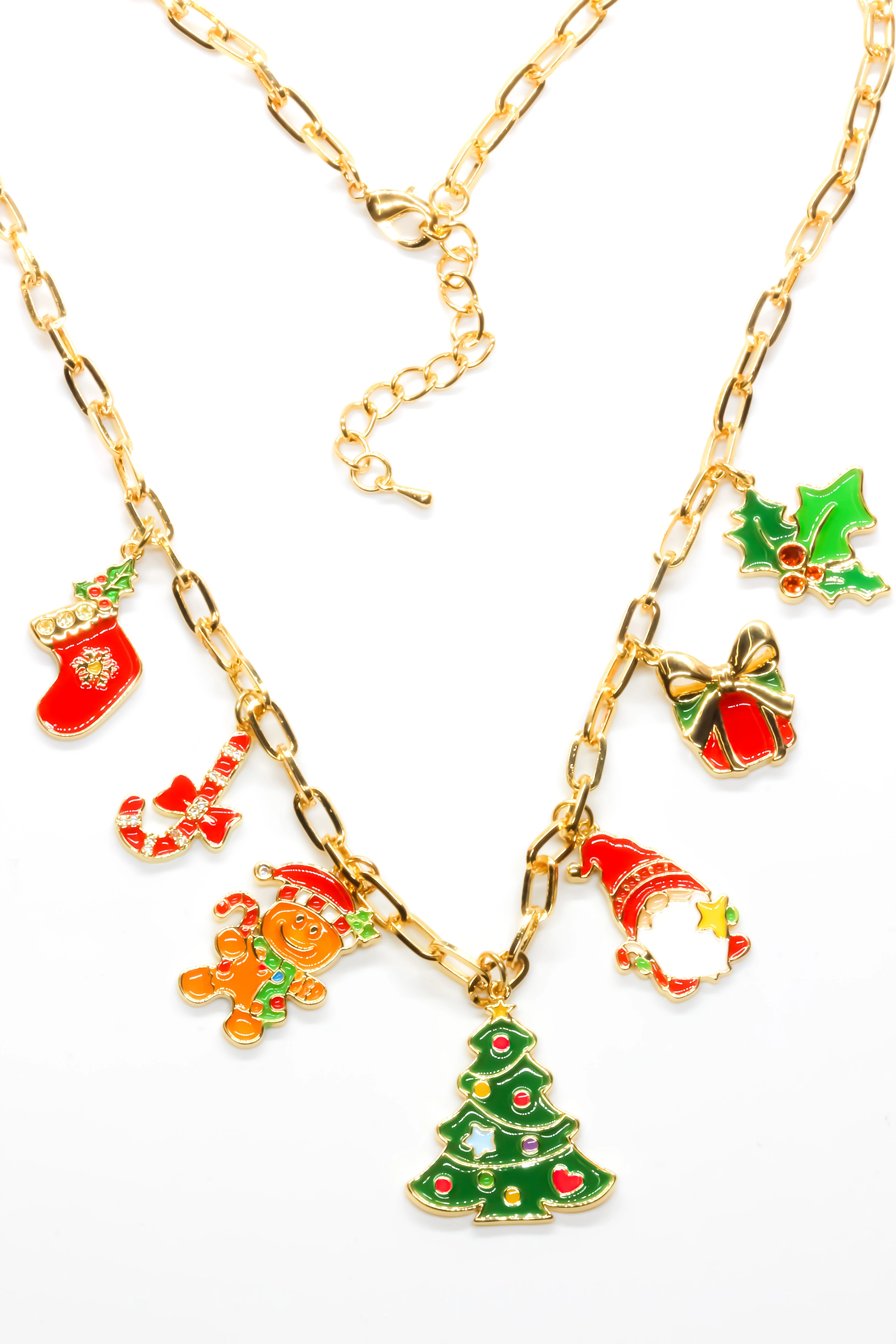 Yılbaşı Charm Kolye,Mineli Yılbaşı Ağacı,Noel Charm Figürlü