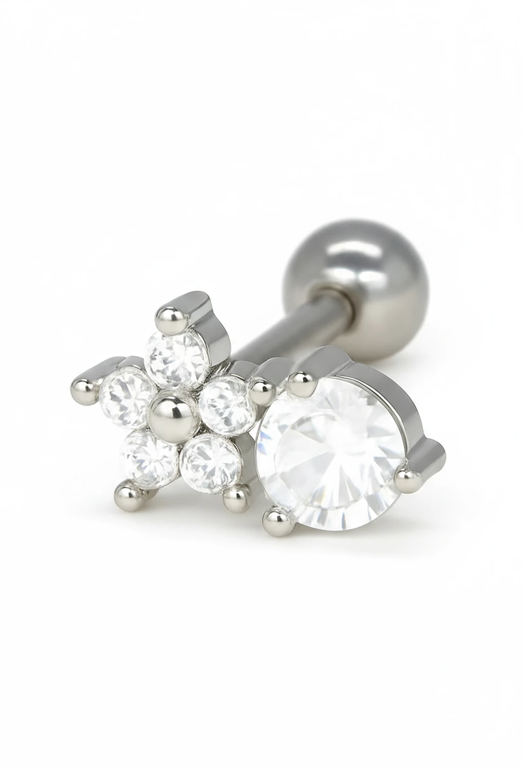 Zirkon Taşlı Tragus Küpe,Tektaşlı Çiçek