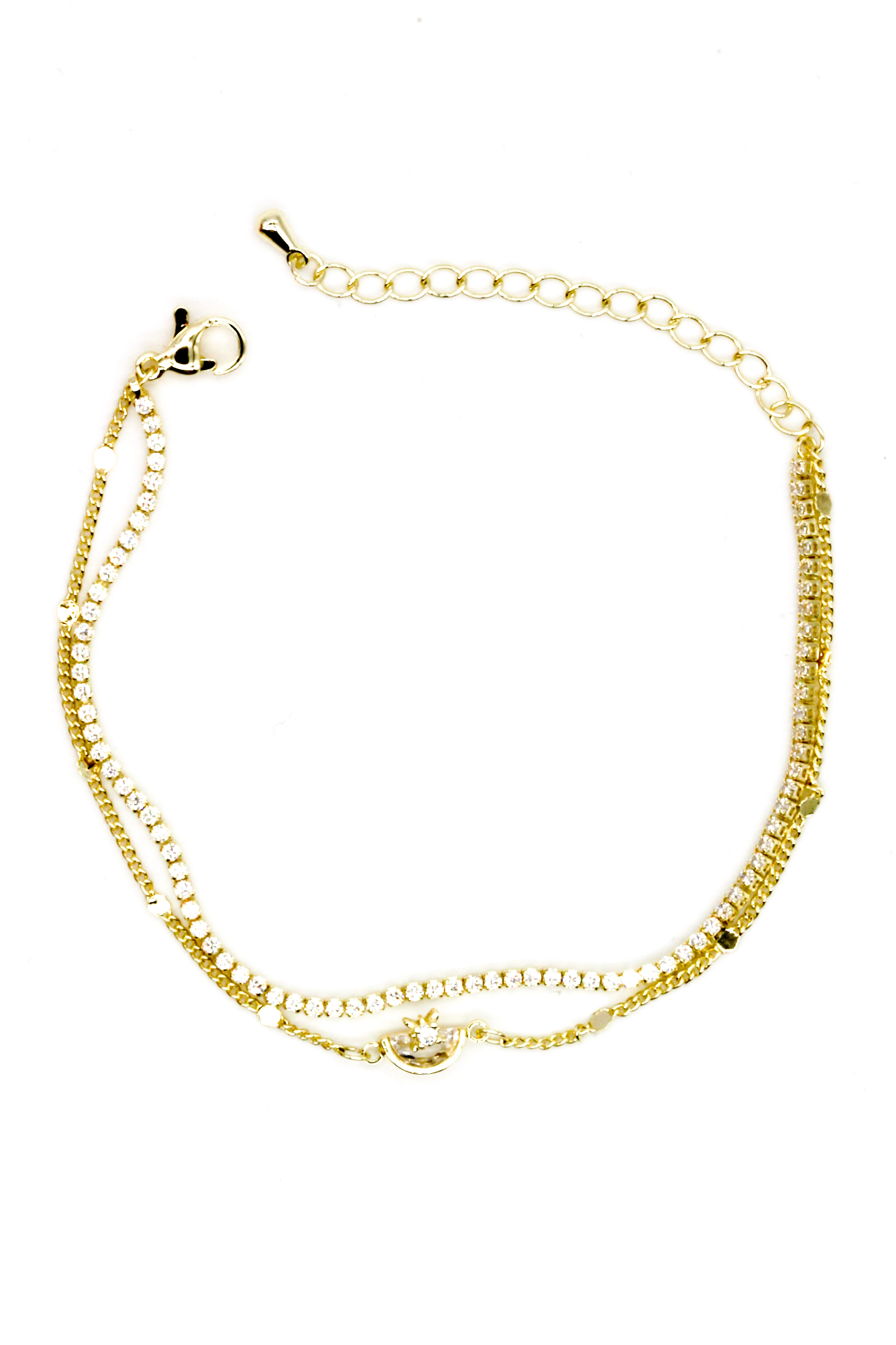 Zirkon Taşlı Suyolu Kombin Bileklik,Hilal,Yıldız