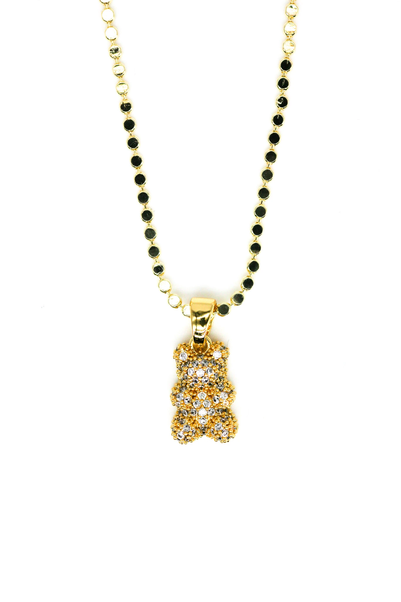 Zirkon Taşlı Ayıcık Figürlü Zincir Kolye