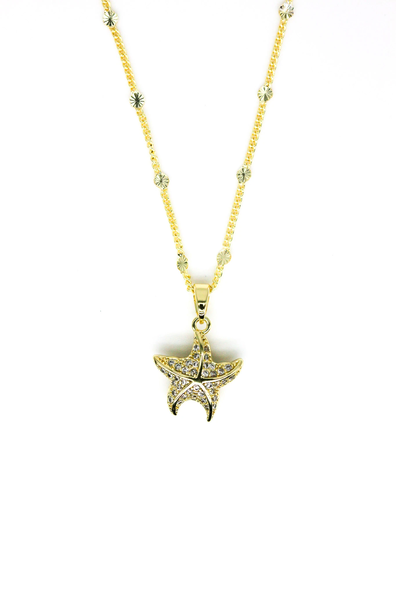 Zirkon  Taşlı Deniz Yıldızı Zincir Kolye