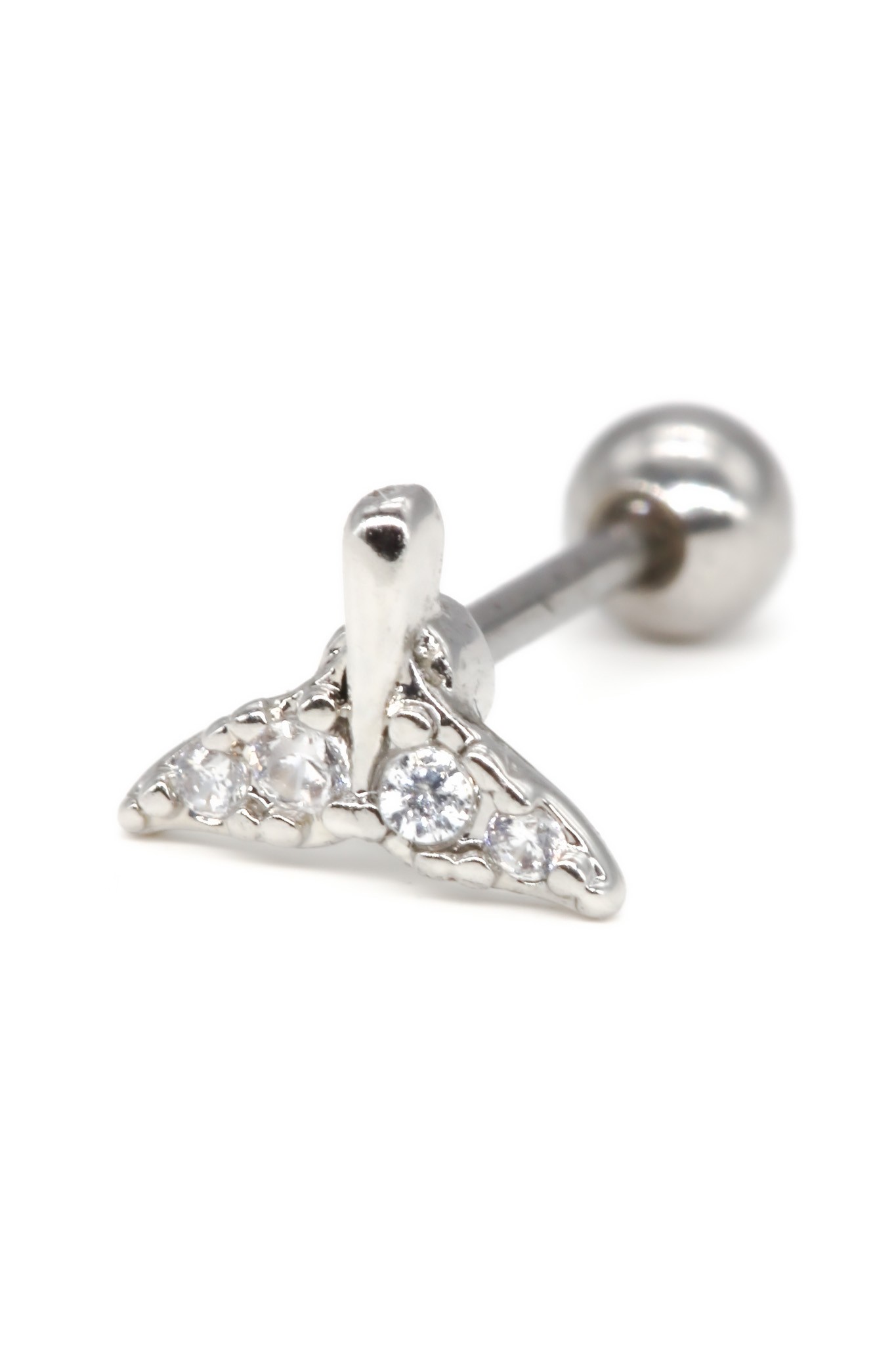 Zirkon Taşlı Tragus Küpe,Balık Kuyuklu