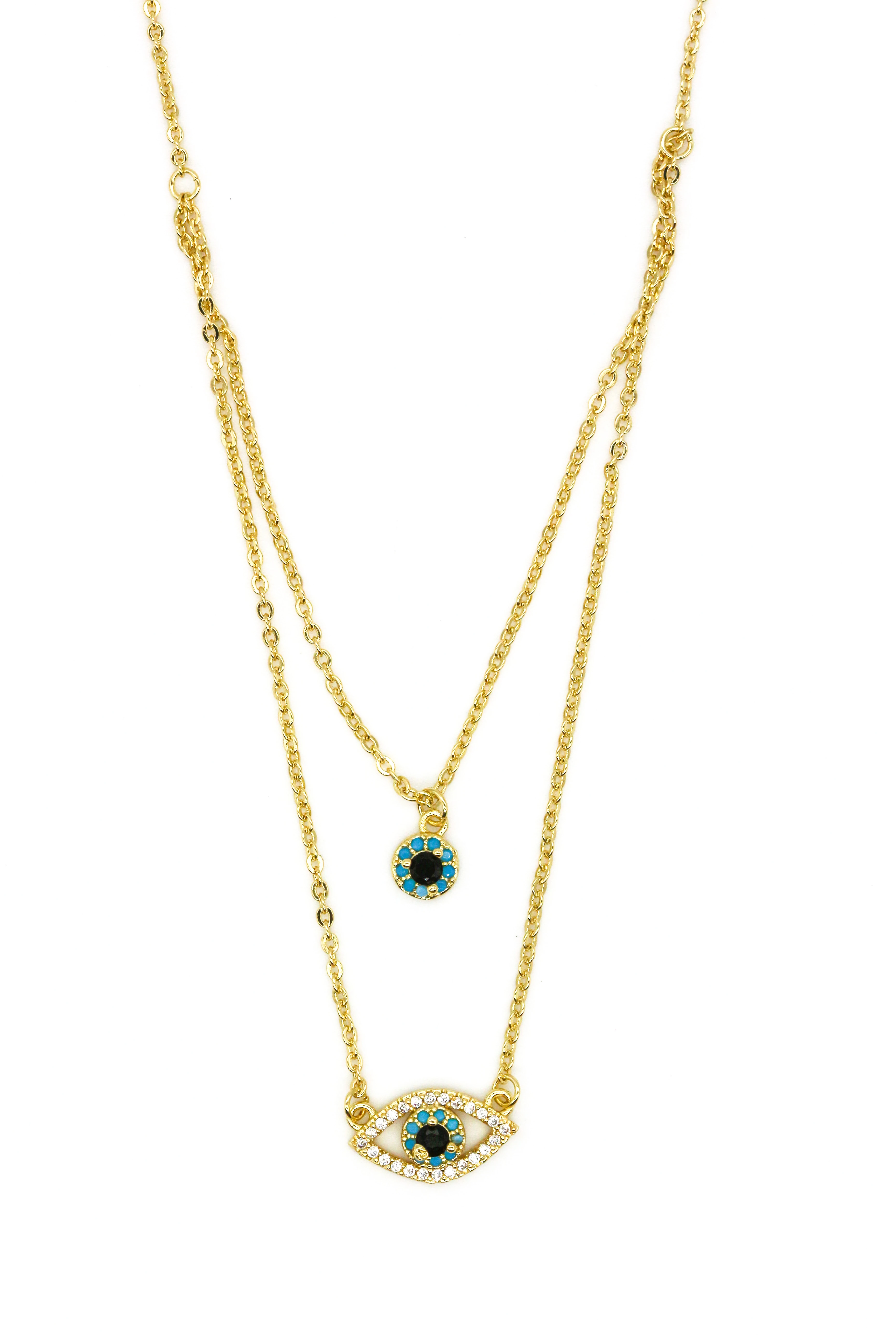 Zirkon Taşlı Kombin Kolye,Nazar Gözlü