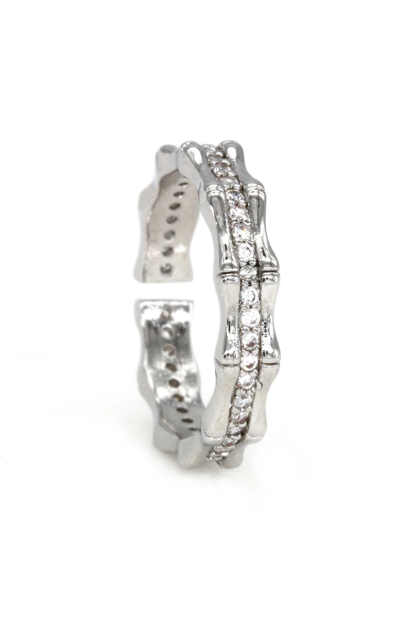 Ayarlanabilir Yüzük, Eklemli Zirkon Taşlı - Silver