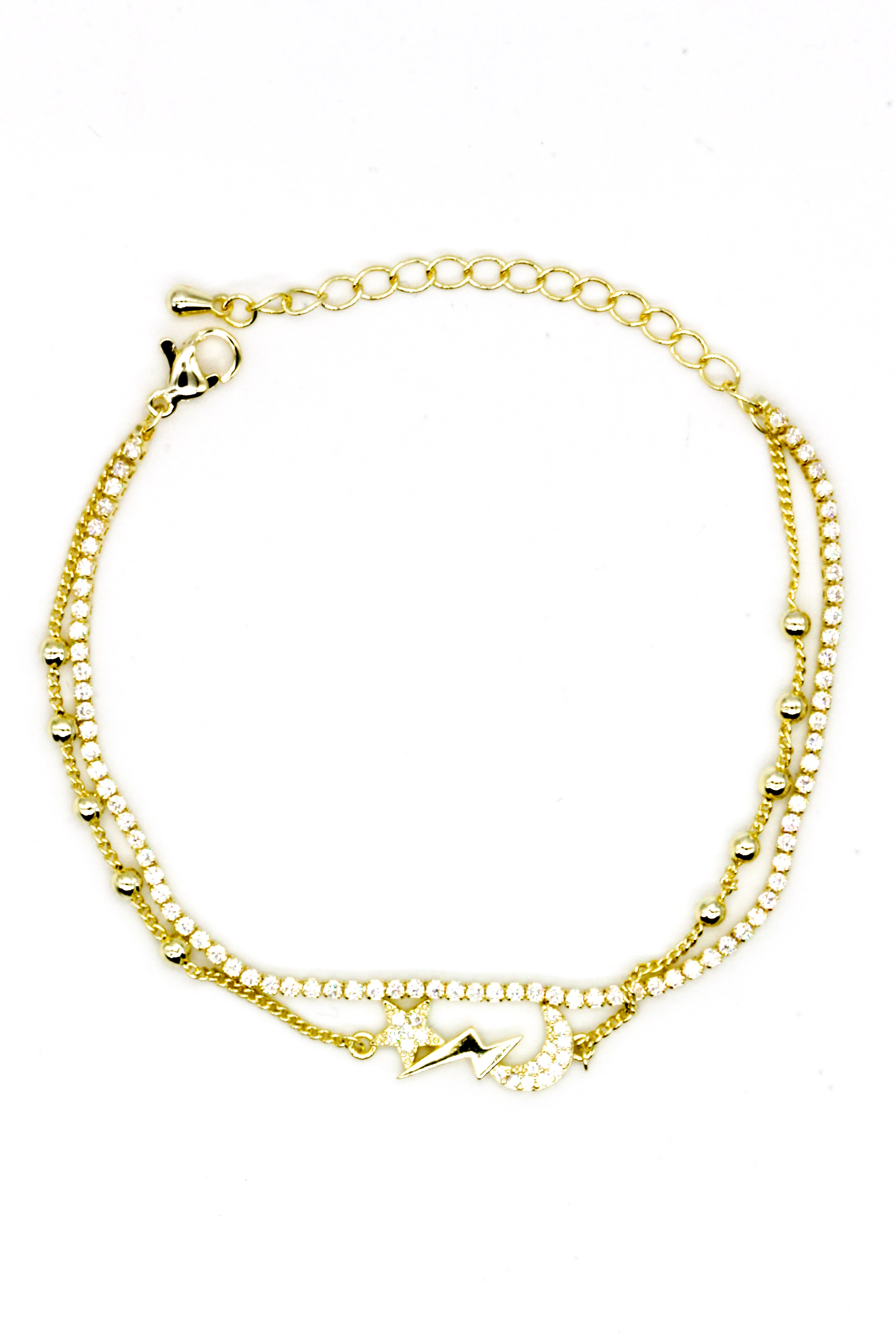 Zirkon Taşlı Suyolu Kombin Bileklik,Hilal,Şimşek,Yıldız