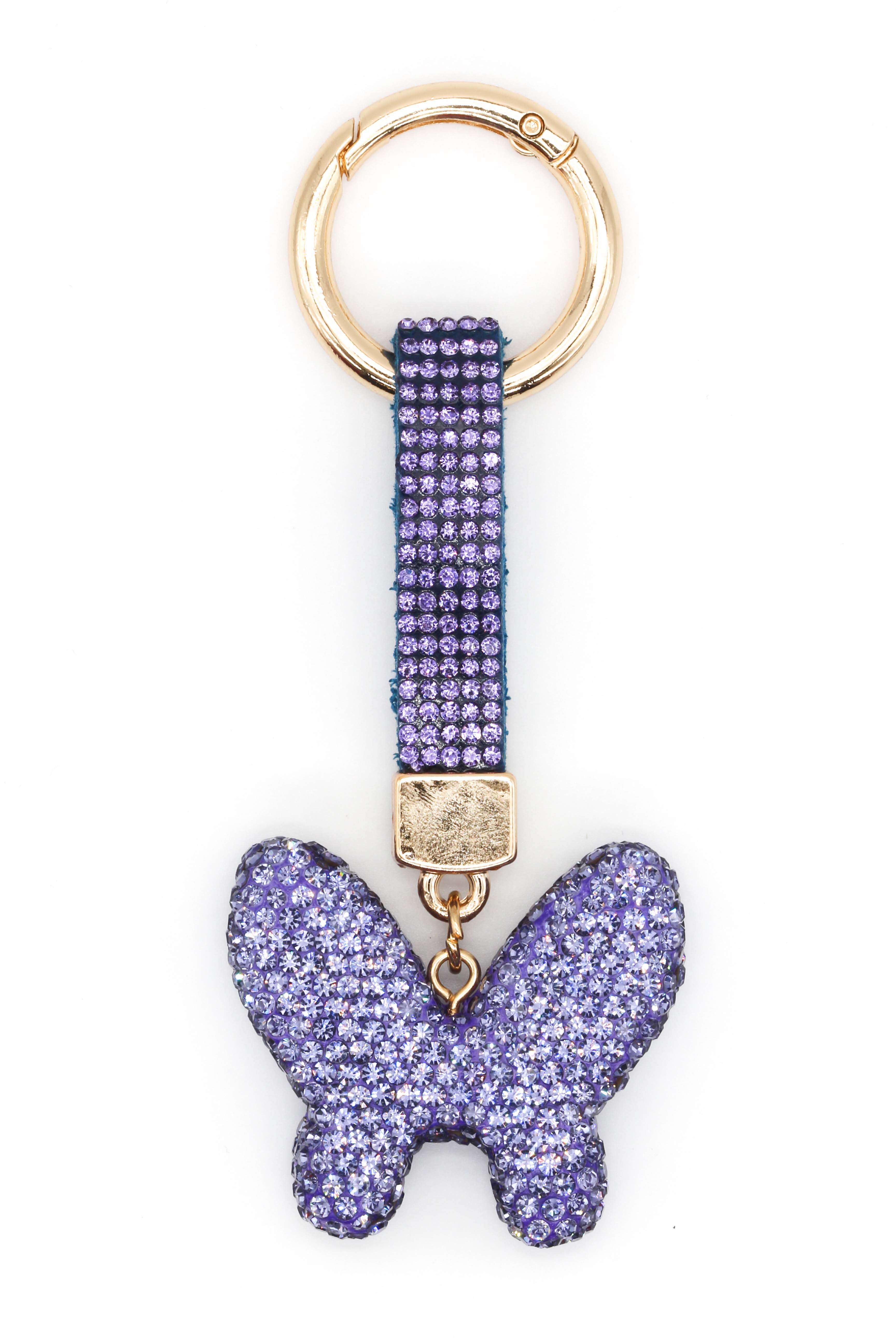 Taşlı Kelebekli Anahtarlık - Mor