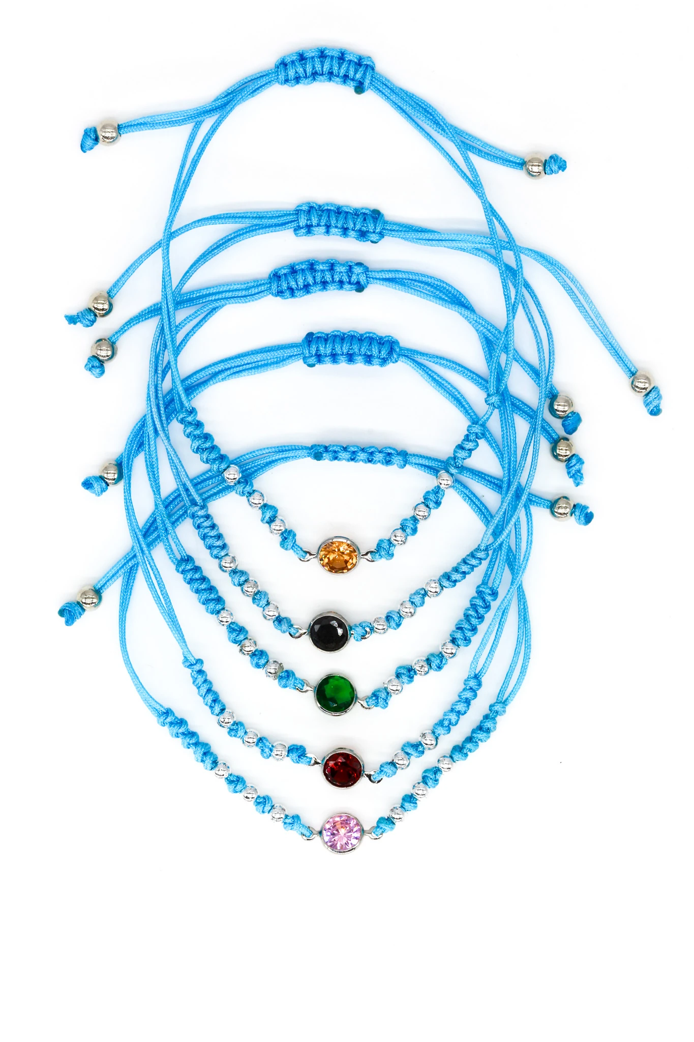 Makrome Mavi İpli Asansör 12li Set Bileklik,Boncuklu,Renkli Taşlı