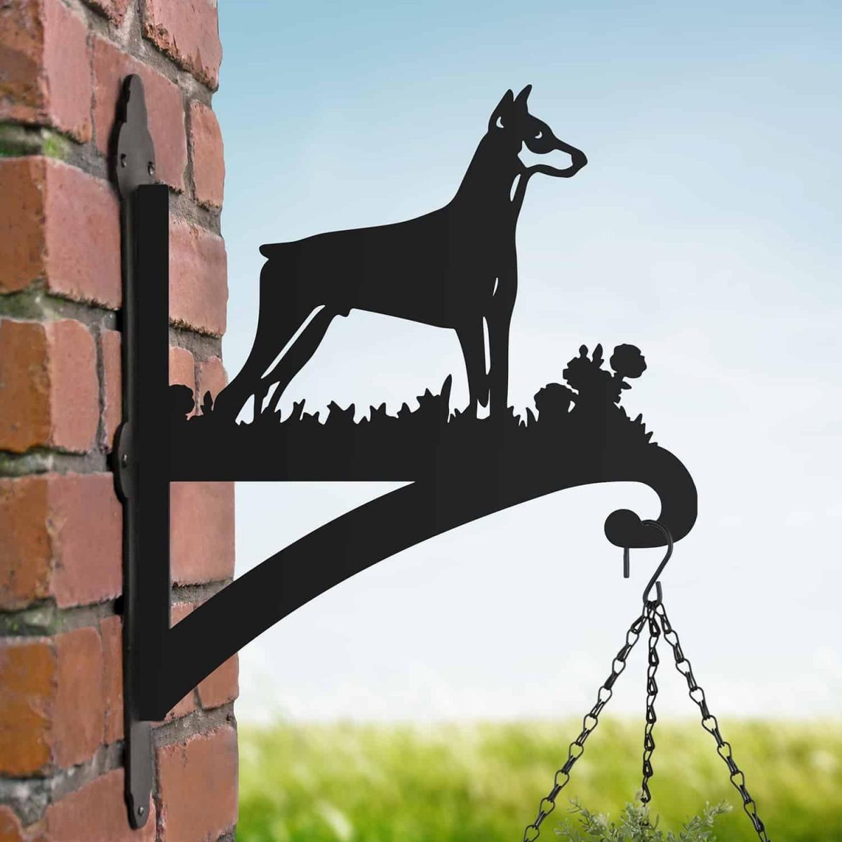 Doberman Dekoratif Metal Çiçeklik
