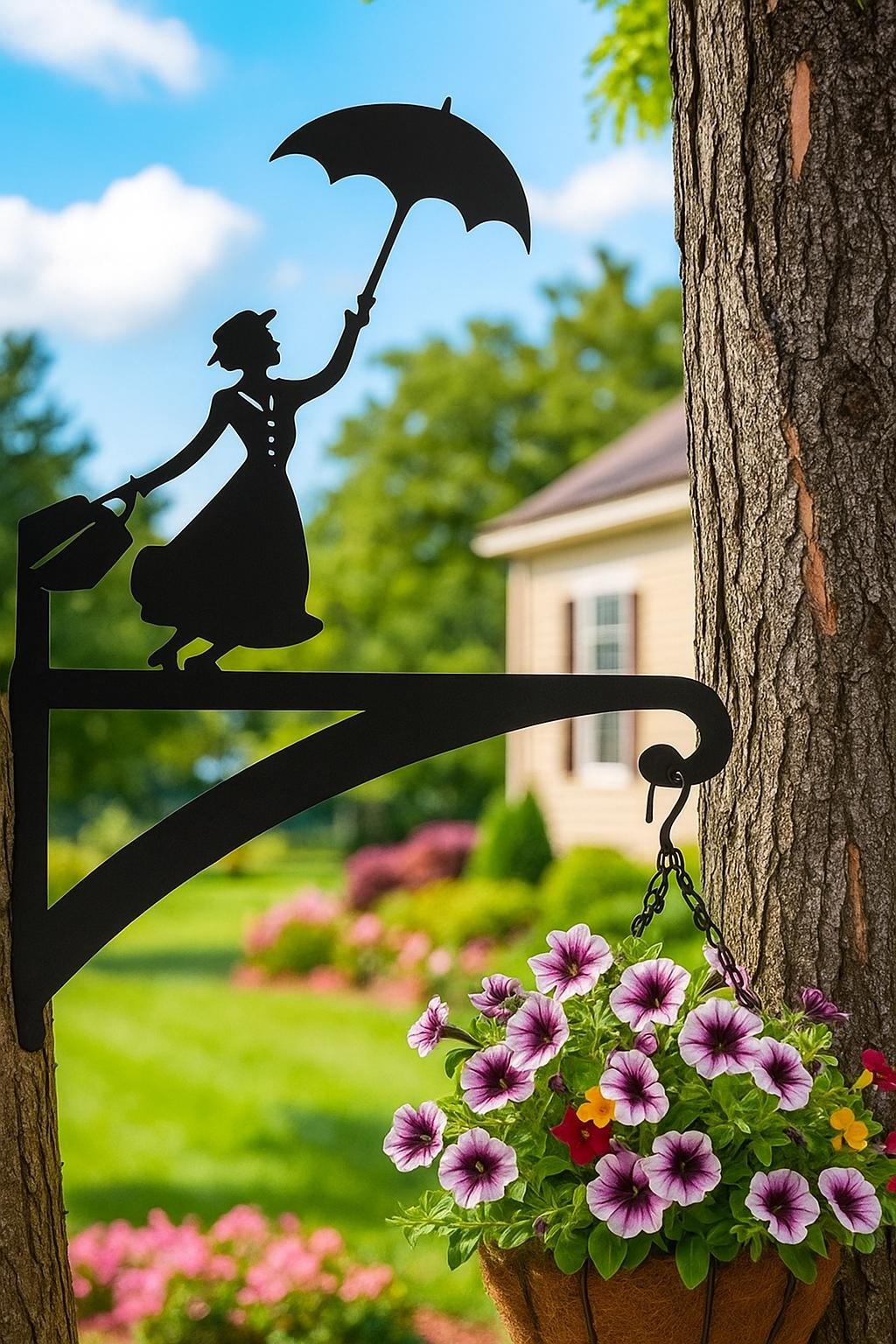 Marry Poppins Figürlü Metal Çiçeklik Askı Demiri
