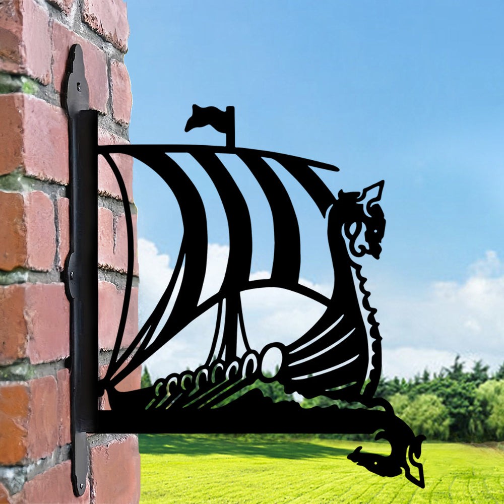 Viking Gemisi Figürlü Çiçeklik Askı Metali